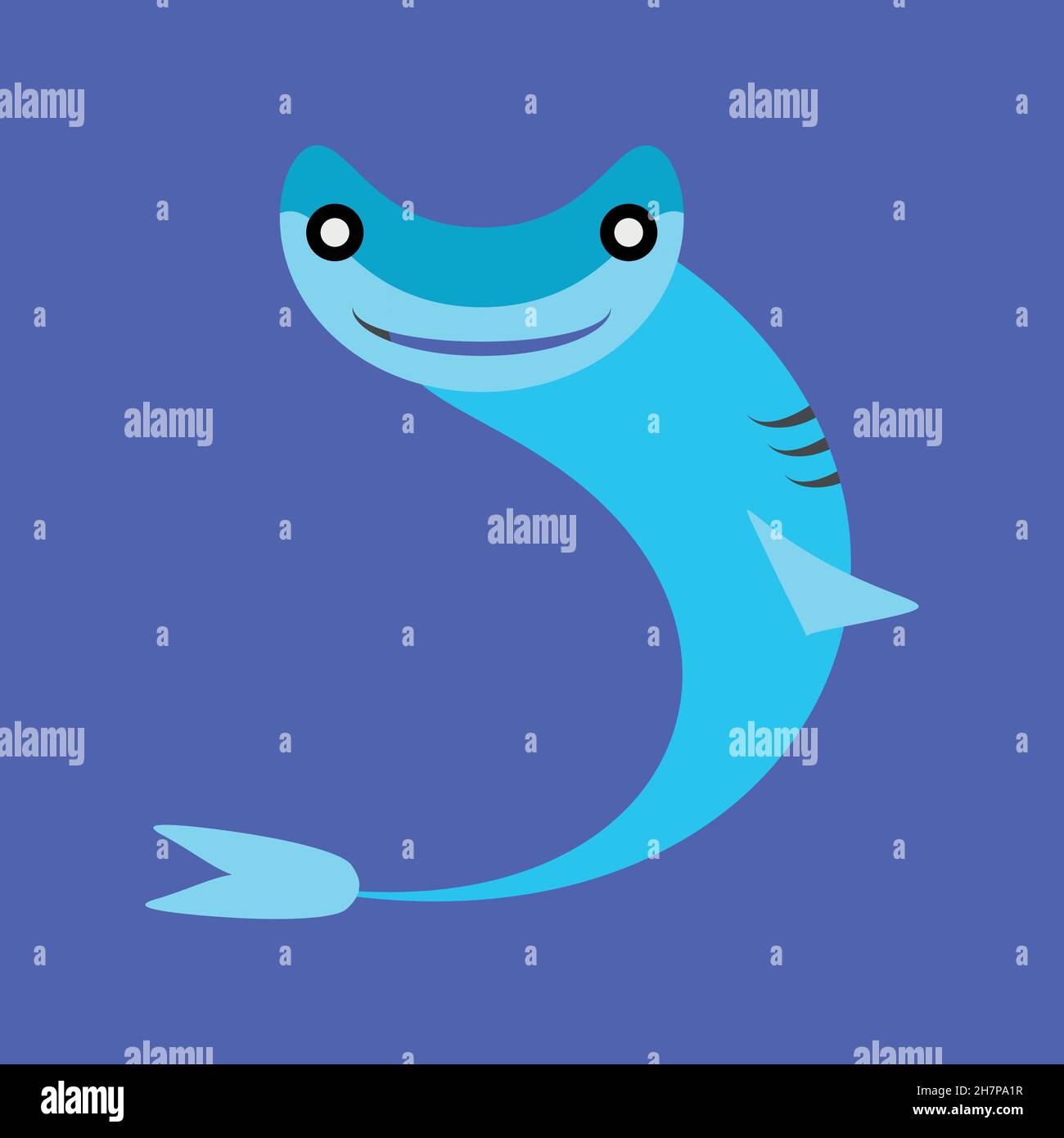 Icône de la ligne de requin-marteau.Symbole d'arrière-plan de style simple représentant un poisson de l'océan.Élément de conception du logo.Impression de tee-shirts.Vecteur pour autocollant. Illustration de Vecteur