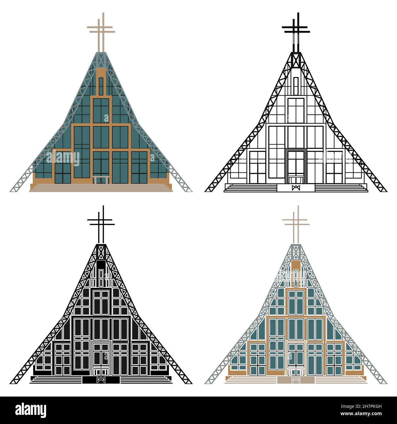 Église notre-Dame de Porto Alegre, Brésil Illustration de Vecteur