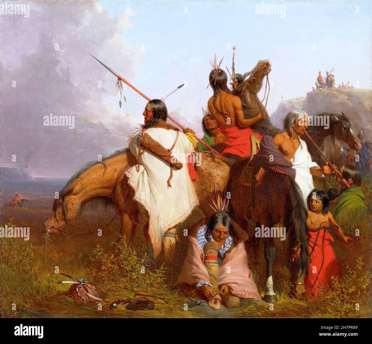 Groupe indien par l'artiste américain Charles Deas (1818-1867), huile sur toile, 1845 Banque D'Images