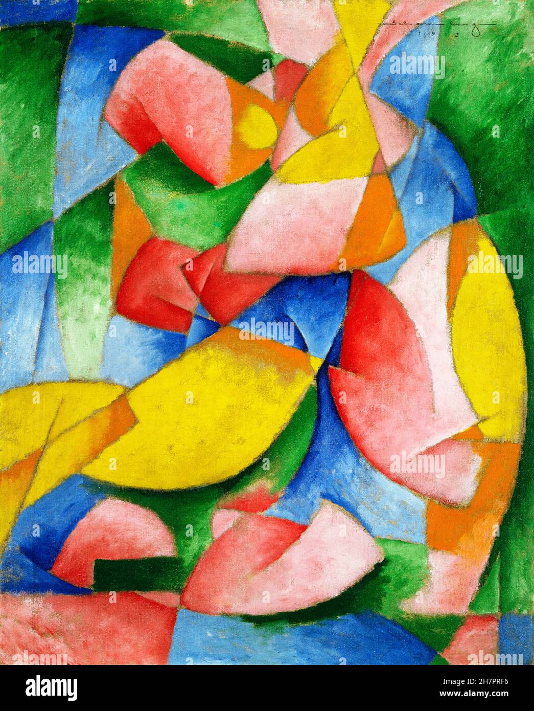 Figure du peintre moderniste américain Morton Livingston Schamberg (1881-1918), huile sur toile, 1913 Banque D'Images