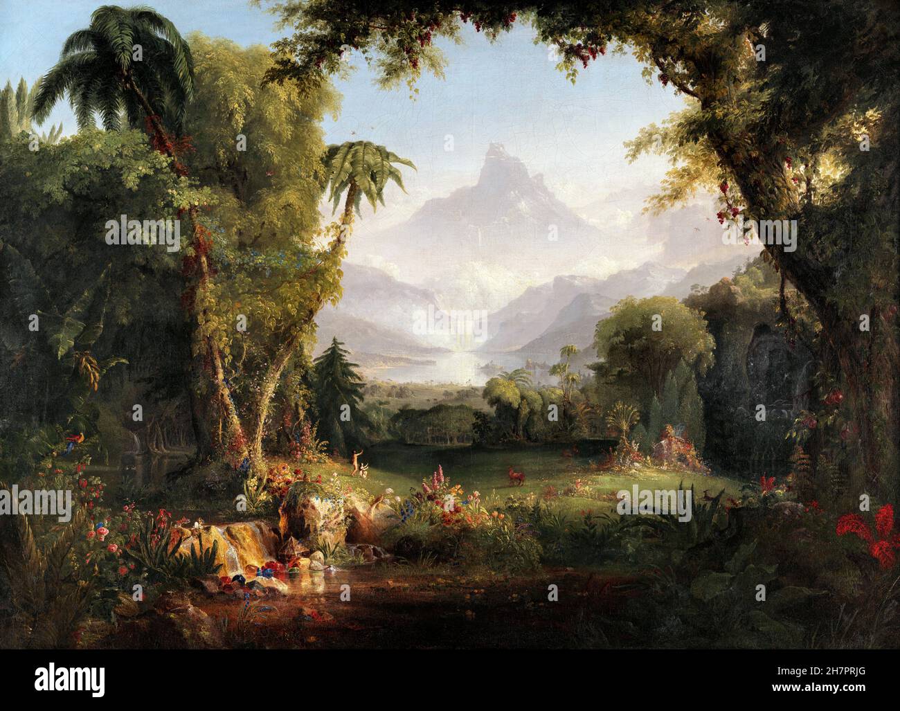 Le jardin d'Eden par Thomas Cole (1801-1848), huile sur toile, 1828 Banque D'Images