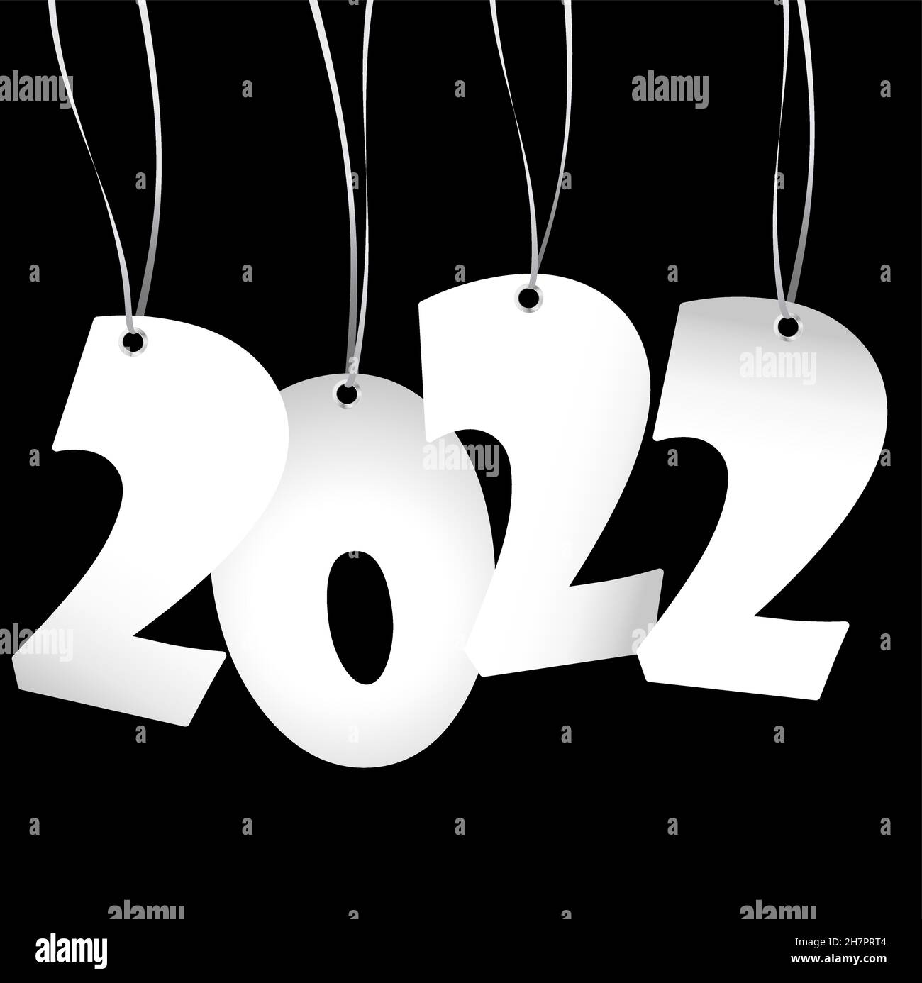Numéros d'étiquettes volante de couleur blanche pour le nouvel an 2022 Illustration de Vecteur