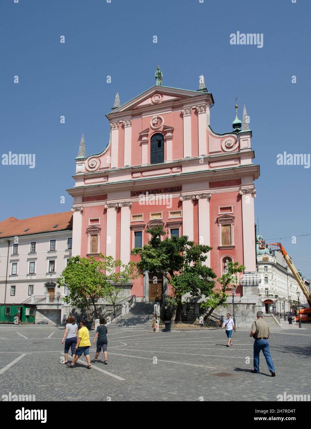 Église franciscaine Presernov Trg Ljubljana Slovénie Banque D'Images