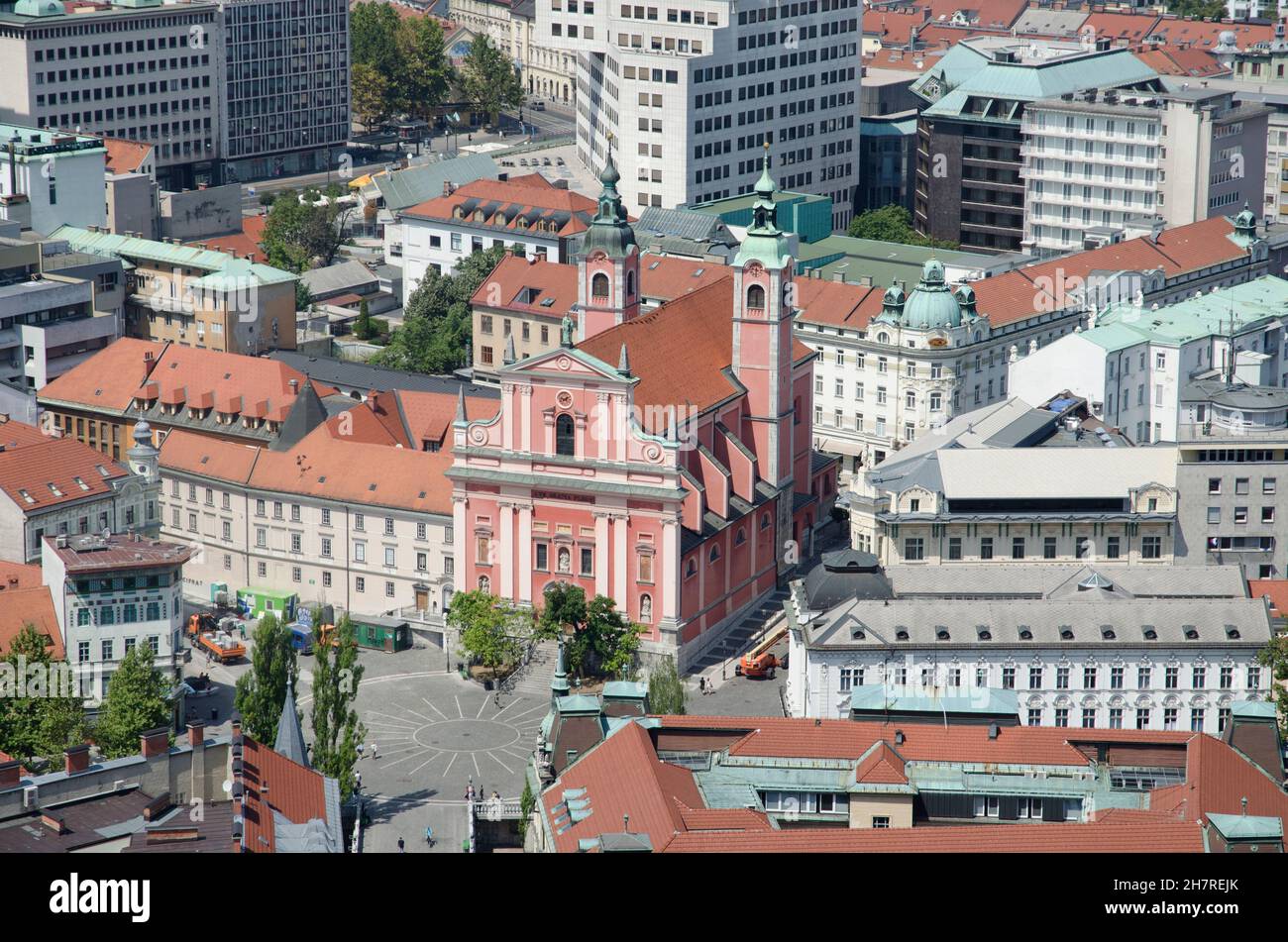 Vue aérienne de la vieille ville de Ljubljana Slovénie Banque D'Images