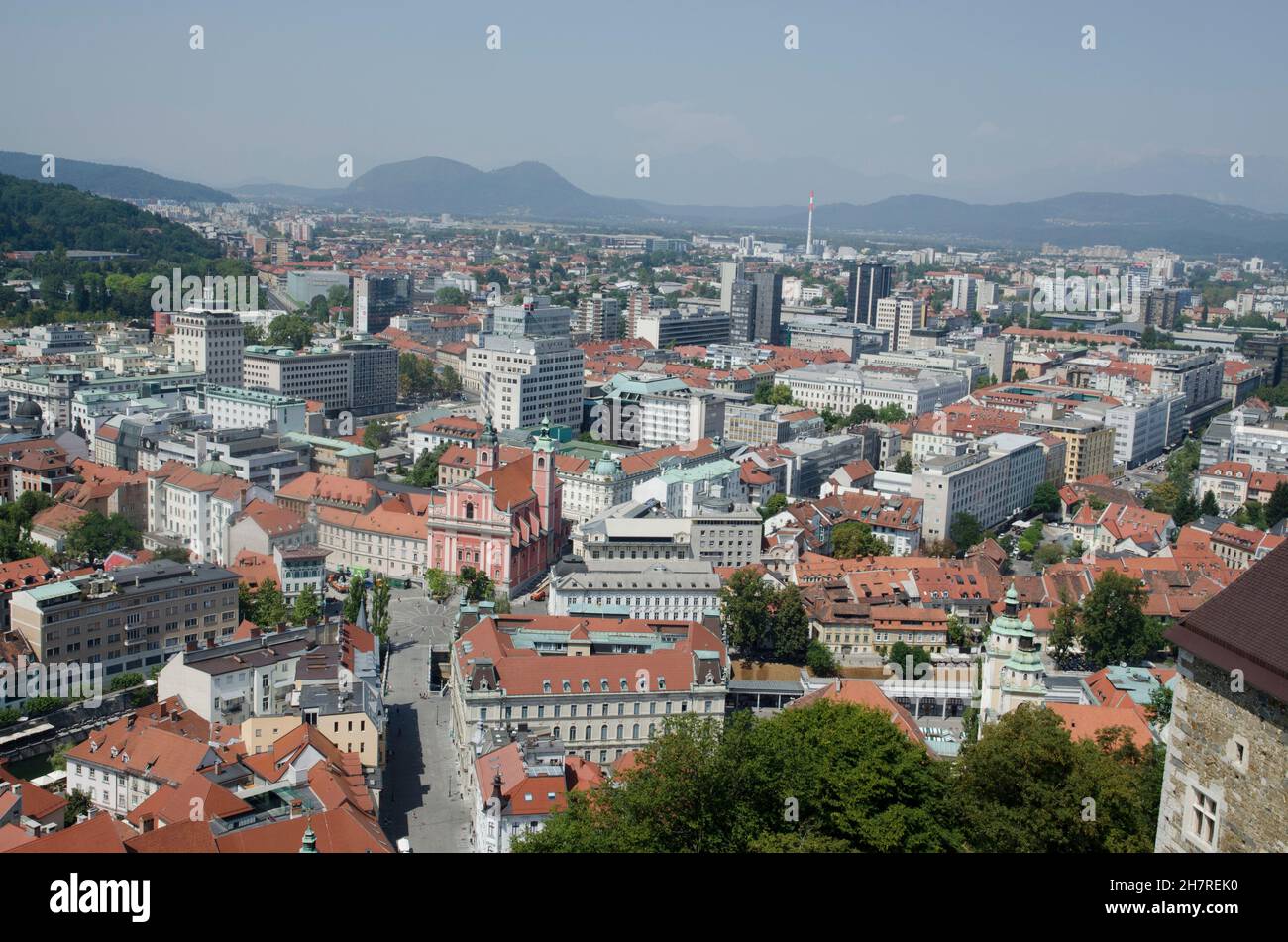 Vue aérienne de la vieille ville de Ljubljana Slovénie Banque D'Images