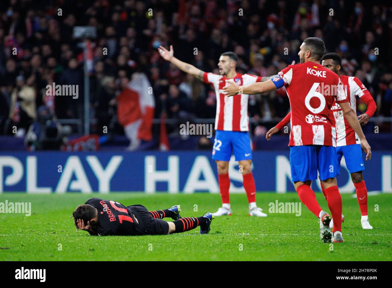 Madrid, Espagne.24 novembre 2021.Brahim Diaz de l'AC Milan lors du match de l'UEFA Champions League entre l'Atlético de Madrid et l'AC Milan au stade Wanda Metropolitano de Madrid, en Espagne.(Credit image: © Indira/DAX via ZUMA Press Wire) Credit: ZUMA Press, Inc./Alay Live News Banque D'Images