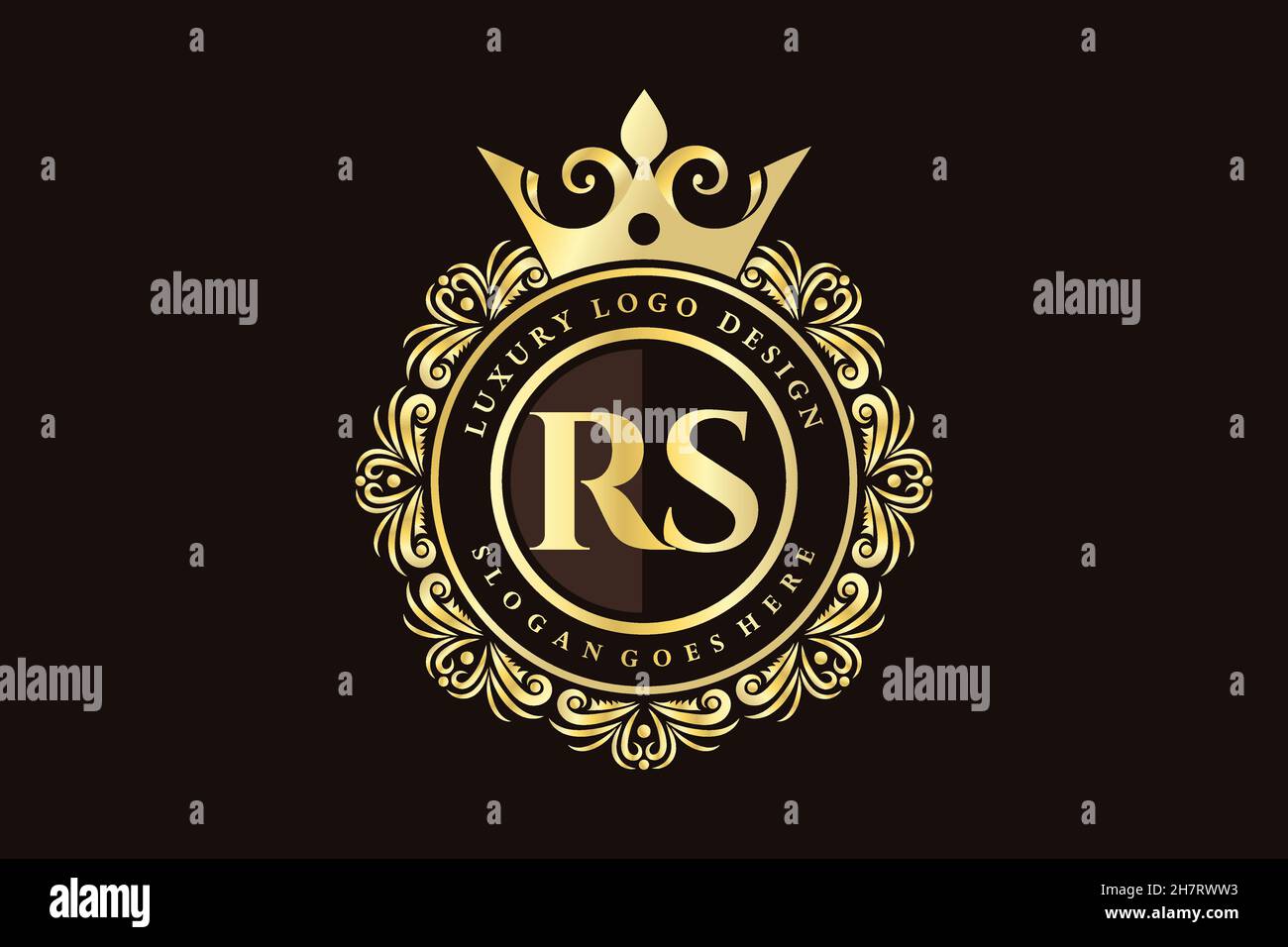 Lettre initiale or calligraphique féminine RS fleur dessinée à la main heraldique monogramme ancien style vintage luxe logo design Premium Illustration de Vecteur