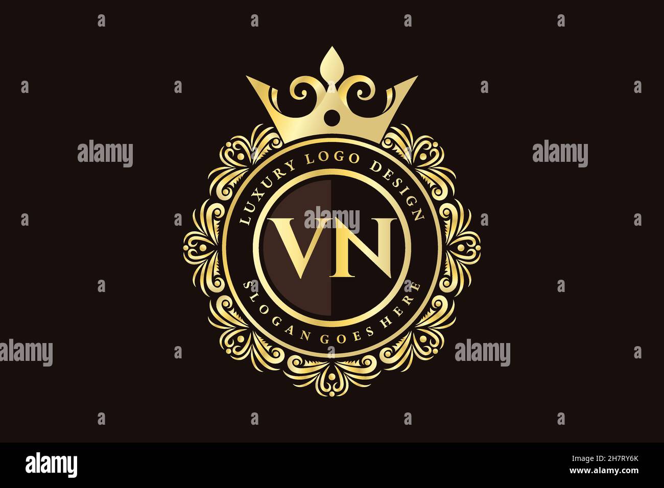 VN lettre initiale or calligraphique féminin floral dessiné à la main heraldic monogramme ancien style vintage luxe logo design Premium Illustration de Vecteur