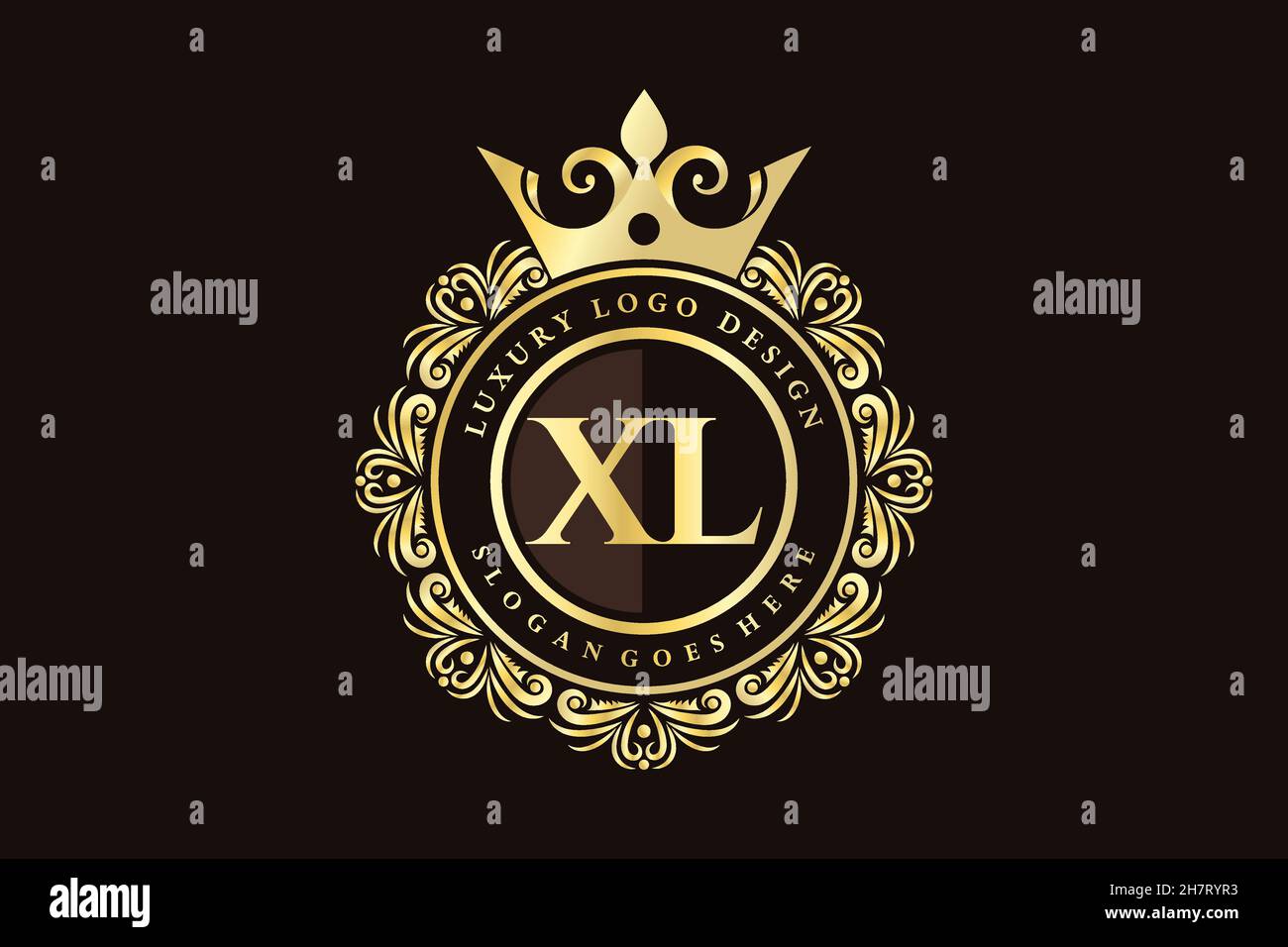 XL lettre initiale Or calligraphique féminin floral dessiné à la main heraldic monogramme ancien style vintage luxe logo design Premium Illustration de Vecteur