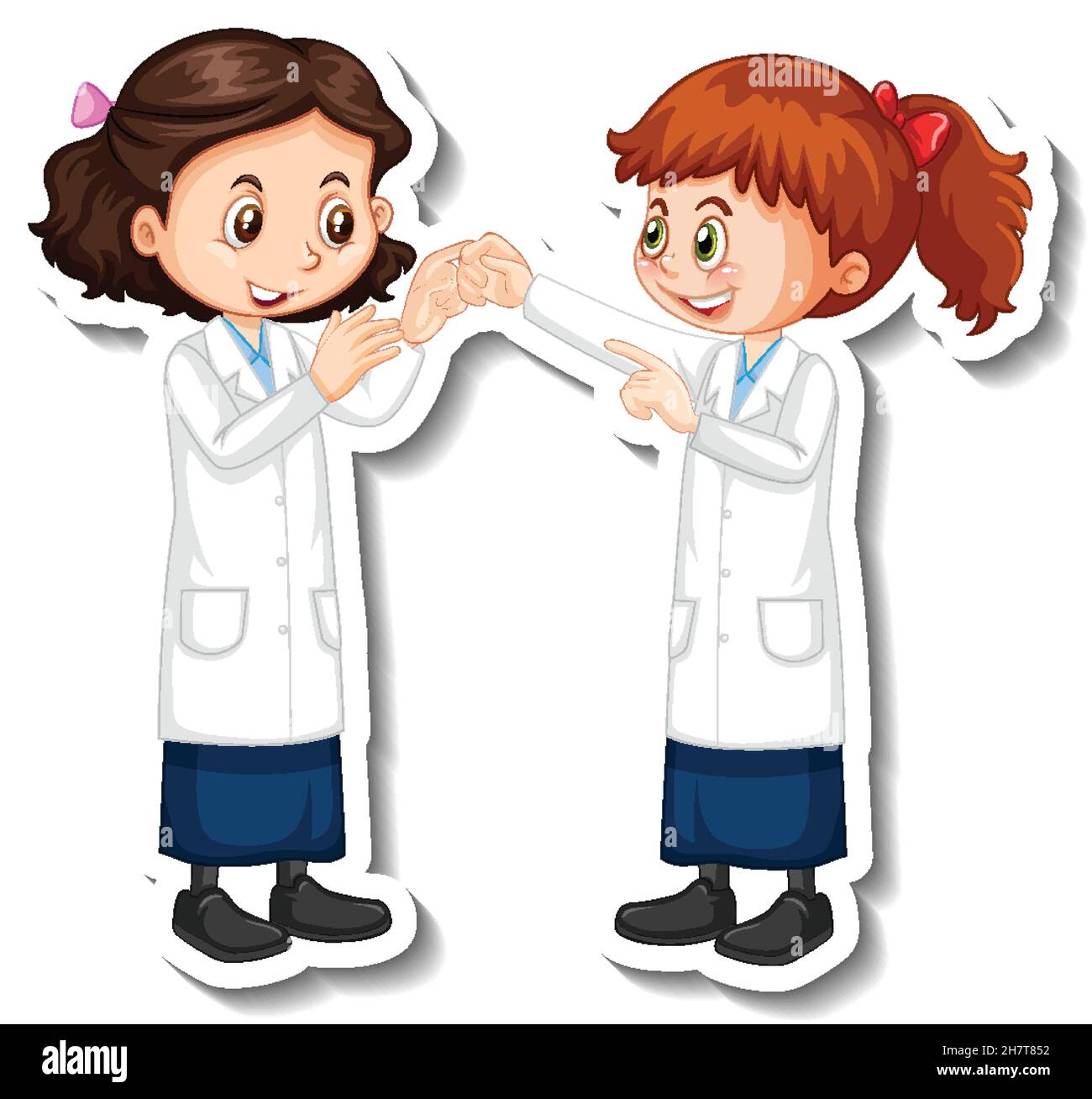 Illustration des personnages de dessin animé de filles scientifiques Illustration de Vecteur