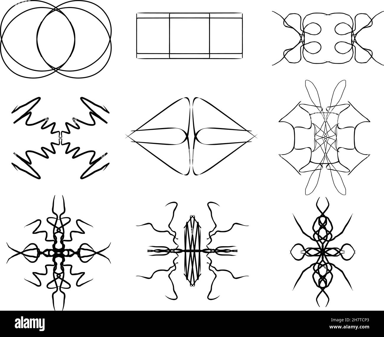 Formes vectorielles icônes symétriques isolées sur fond blanc, collection d'icônes de décoration vectorielles Illustration de Vecteur