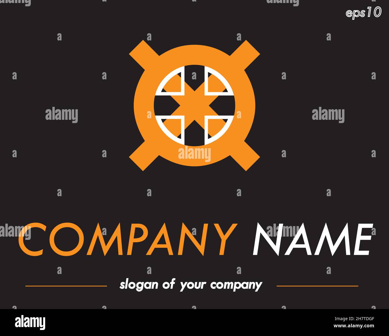 Modèle de logo à vecteur croisé pour les agences maritimes, les compagnies maritimes ou autres entreprises, logotype pour une entreprise ou une marque isolée sur fond noir, Illustration de Vecteur