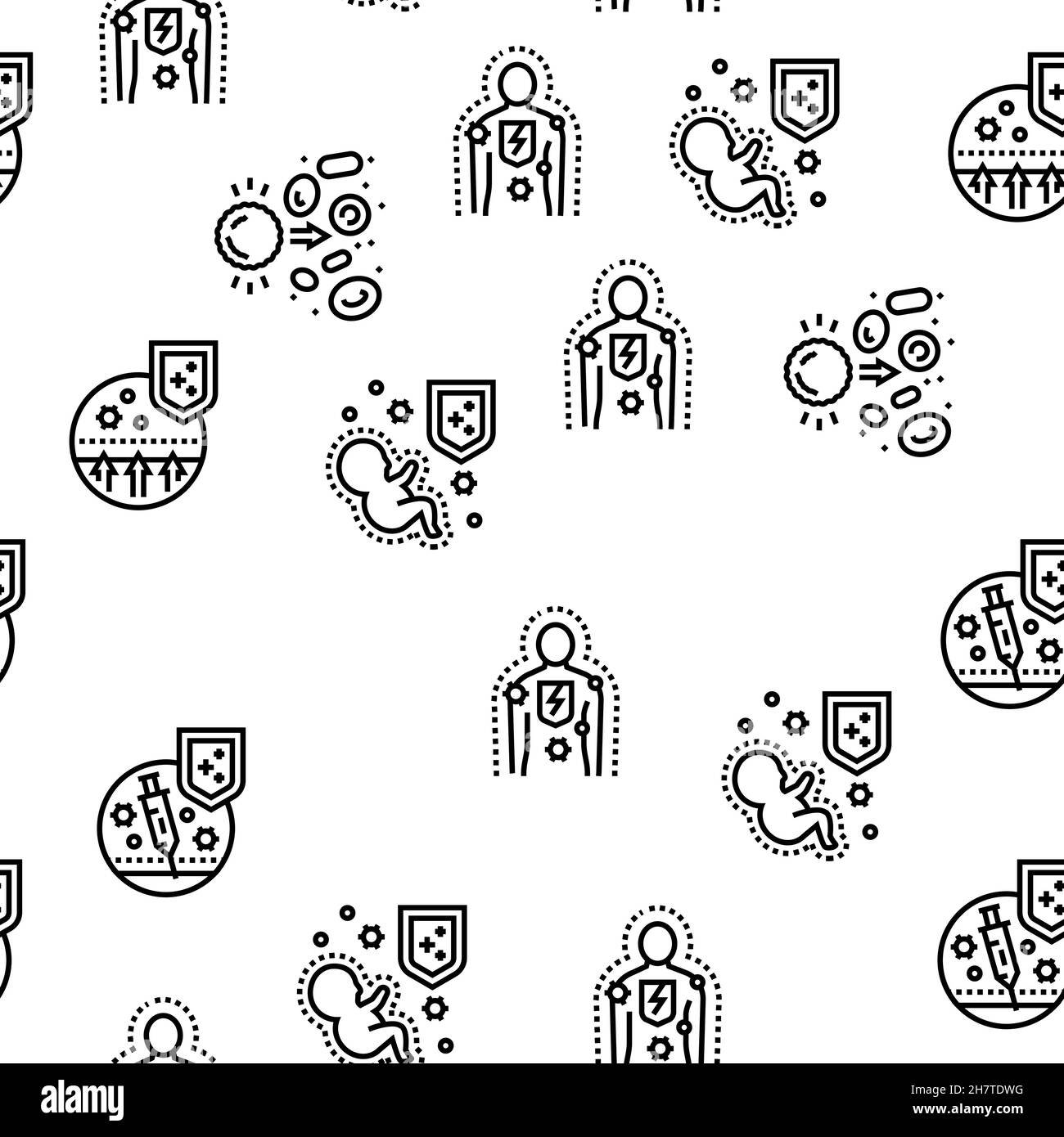 Maladie du système immunitaire et traiter le schéma vectoriel sans couture Illustration de Vecteur