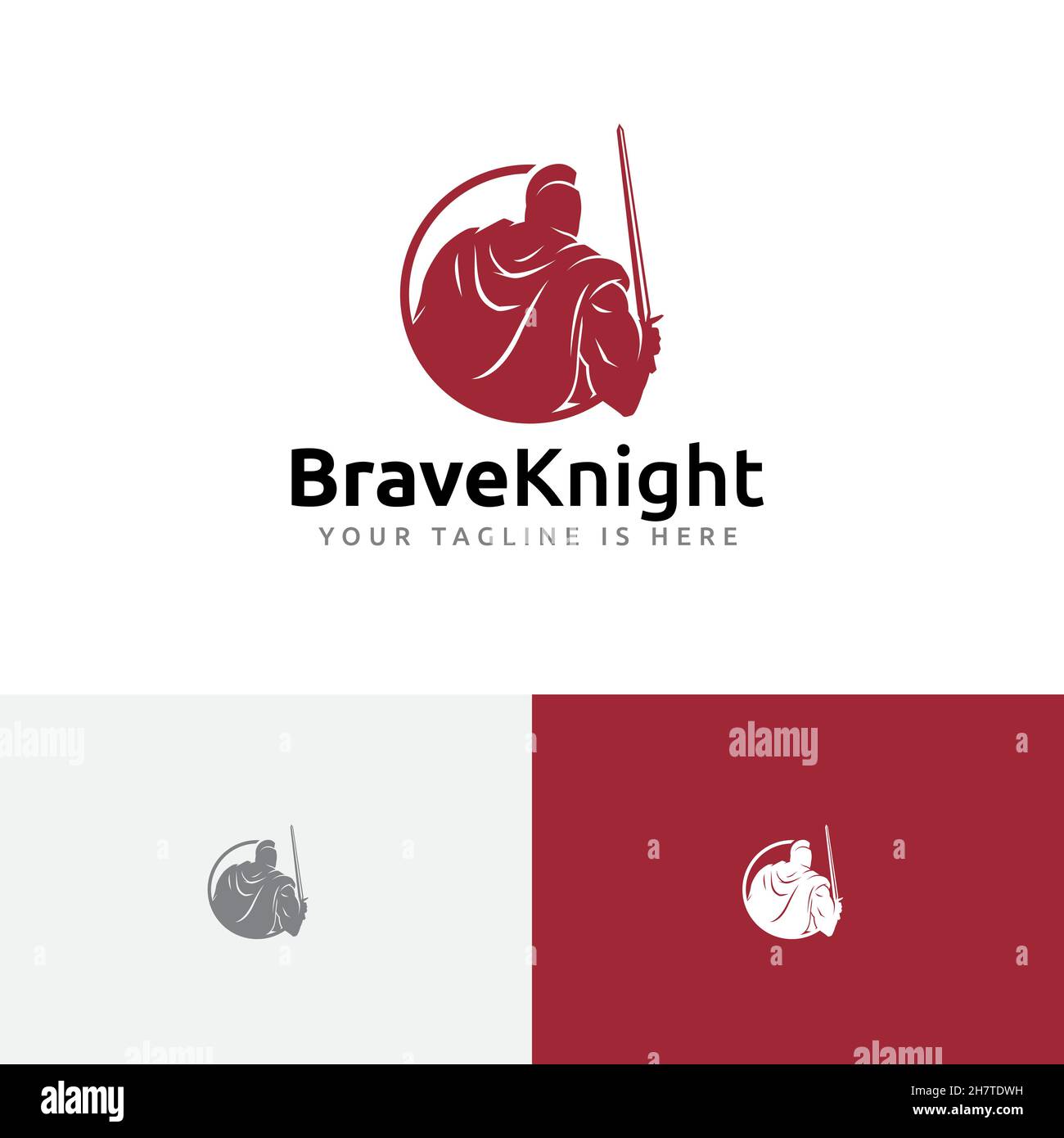 Brave Sword Knight Spartan Soldier Warrior Armor Mascot logo Illustration de Vecteur