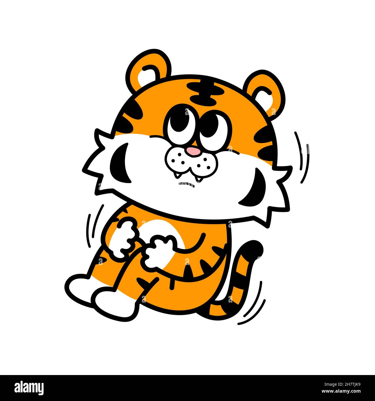 adorable personnage d'émoticône tigre avec mouvements et émotions Banque D'Images