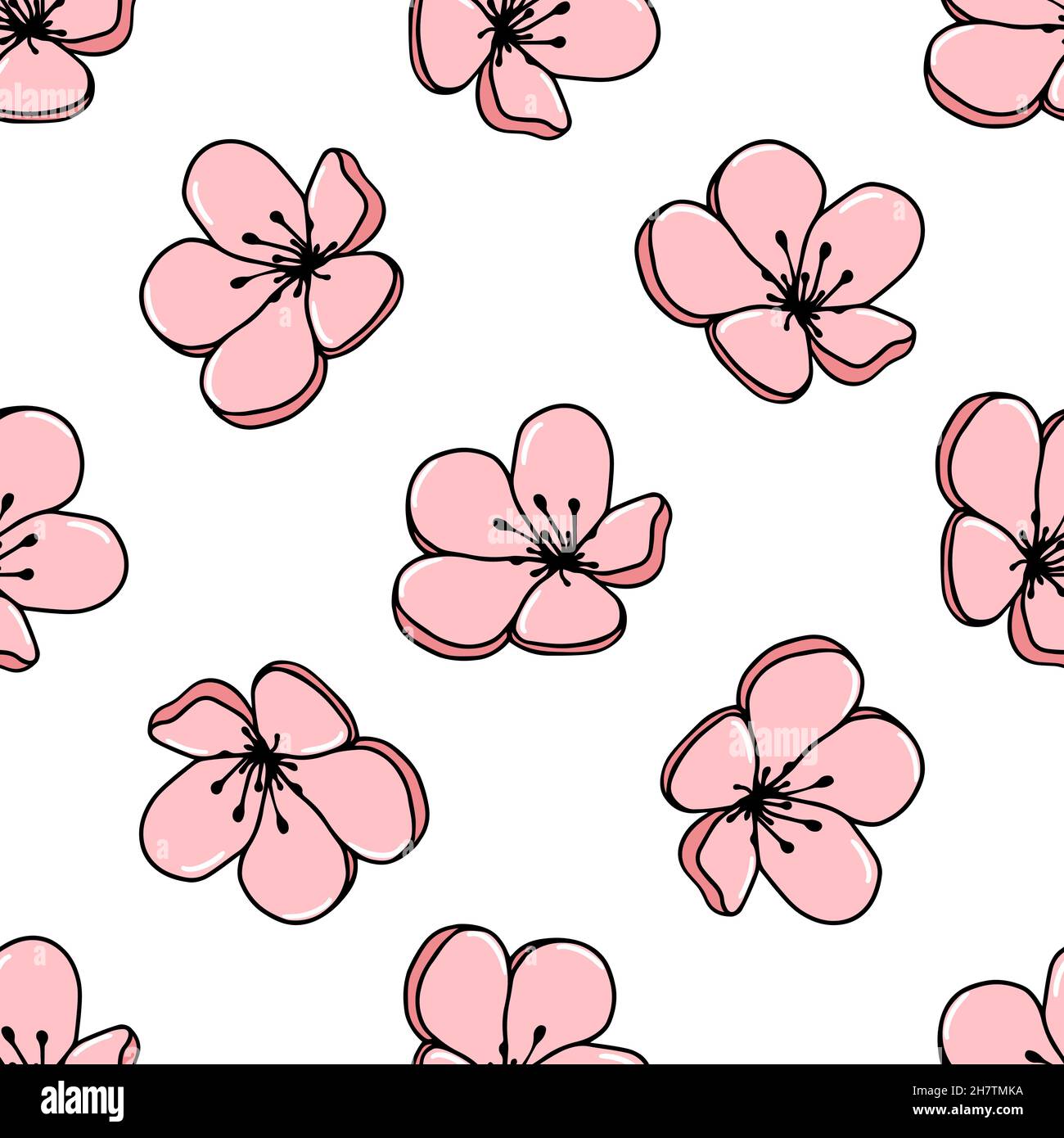 Motif fleuri sans couture dans des tons pastel.Croquis vectoriel de fleurs de jasmin ou de magnolia.Idéal pour le tissu, le papier peint, le papier d'emballage, la conception de surface, l'invitation de mariage. Illustration de Vecteur