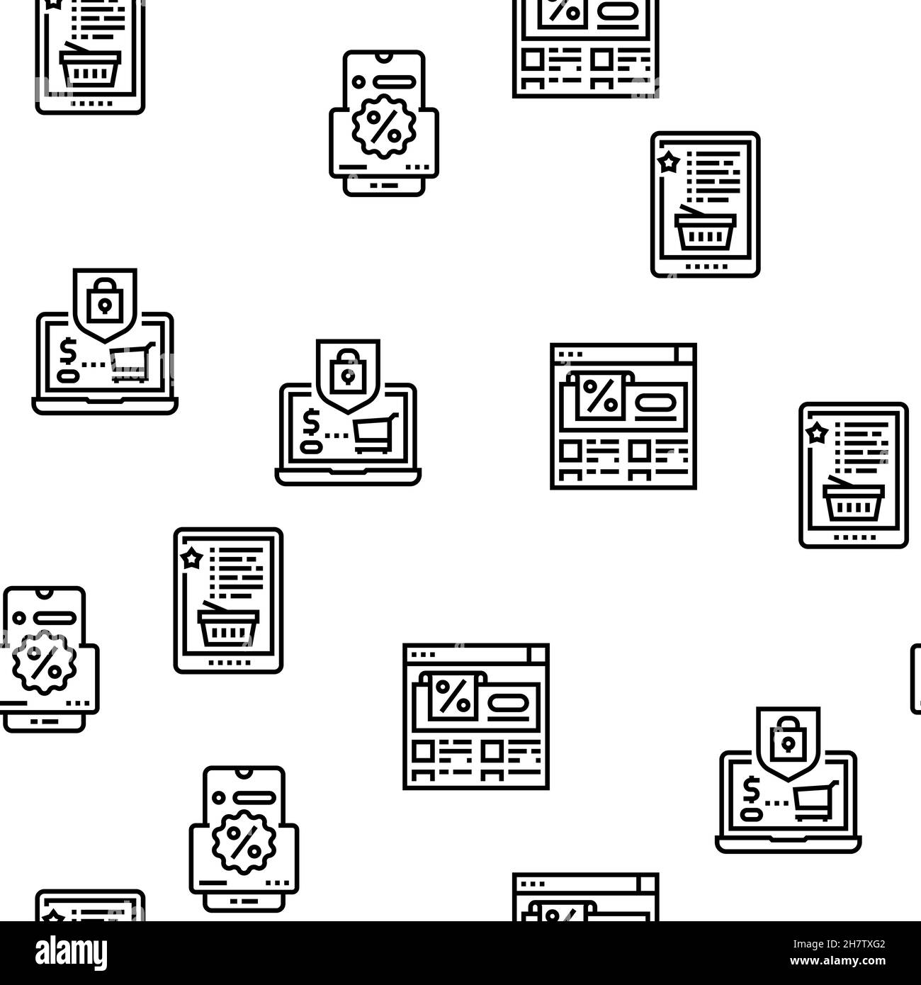ECommerce et Online Shopping Vector Seamless Pattern Illustration de Vecteur ECommerce et Online Shopping Vector Seamless Pattern Illustration de Vecteur