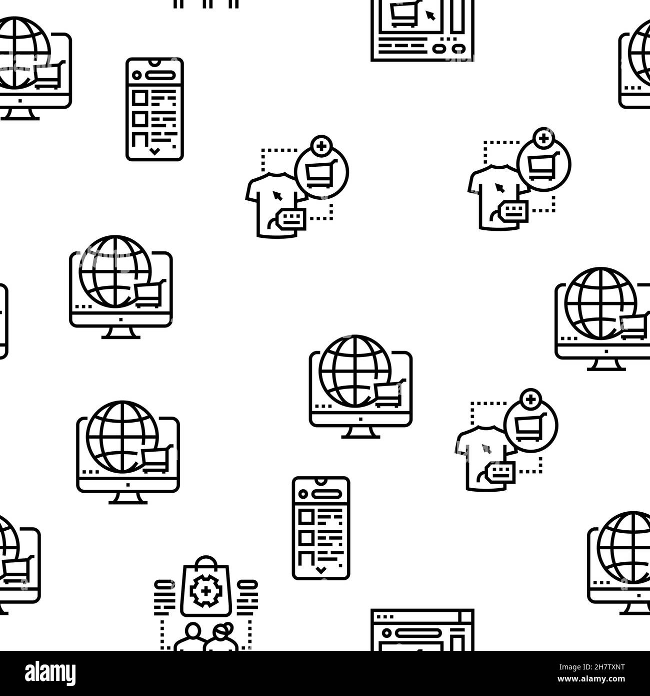 ECommerce et Online Shopping Vector Seamless Pattern Illustration de Vecteur ECommerce et Online Shopping Vector Seamless Pattern Illustration de Vecteur
