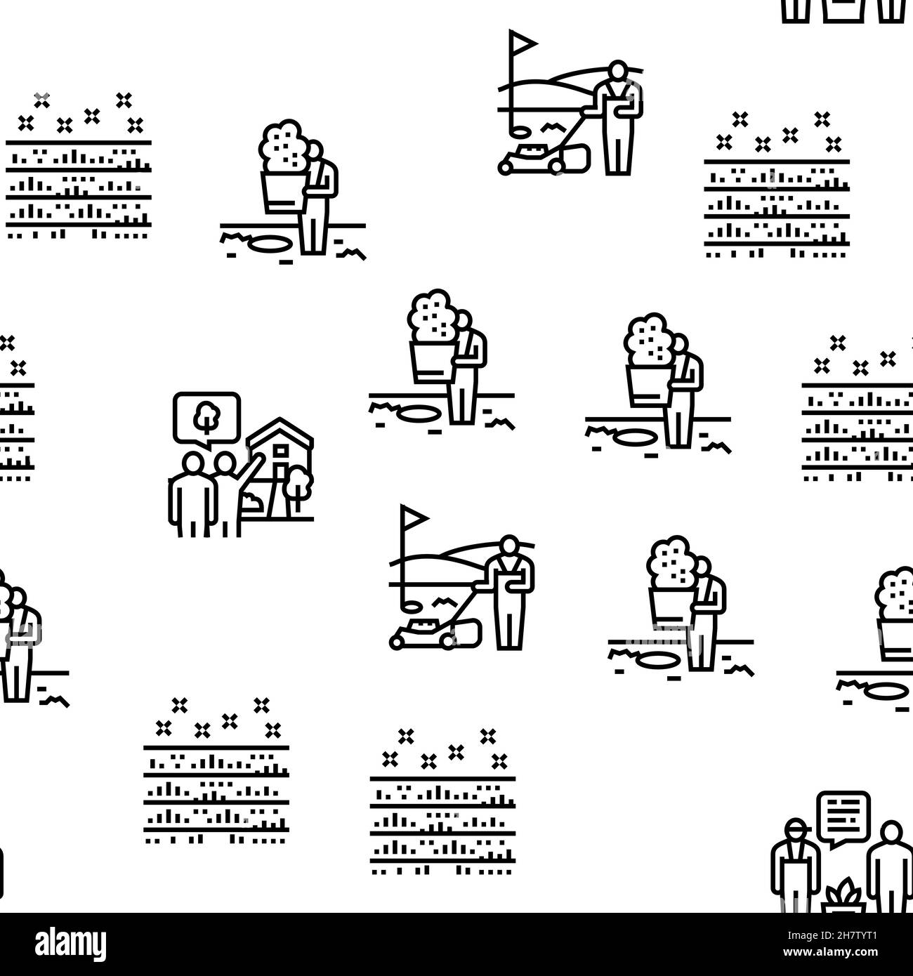 Conception de paysage et accessoires motif vectoriel sans couture Illustration de Vecteur