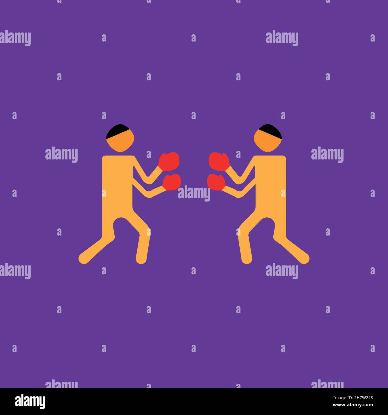 Icône de ligne de boxeur.Affiche d'arrière-plan de leçons de boxe de style simple.Élément de conception du logo.Impression de tee-shirts.Vecteur pour autocollant. Illustration de Vecteur