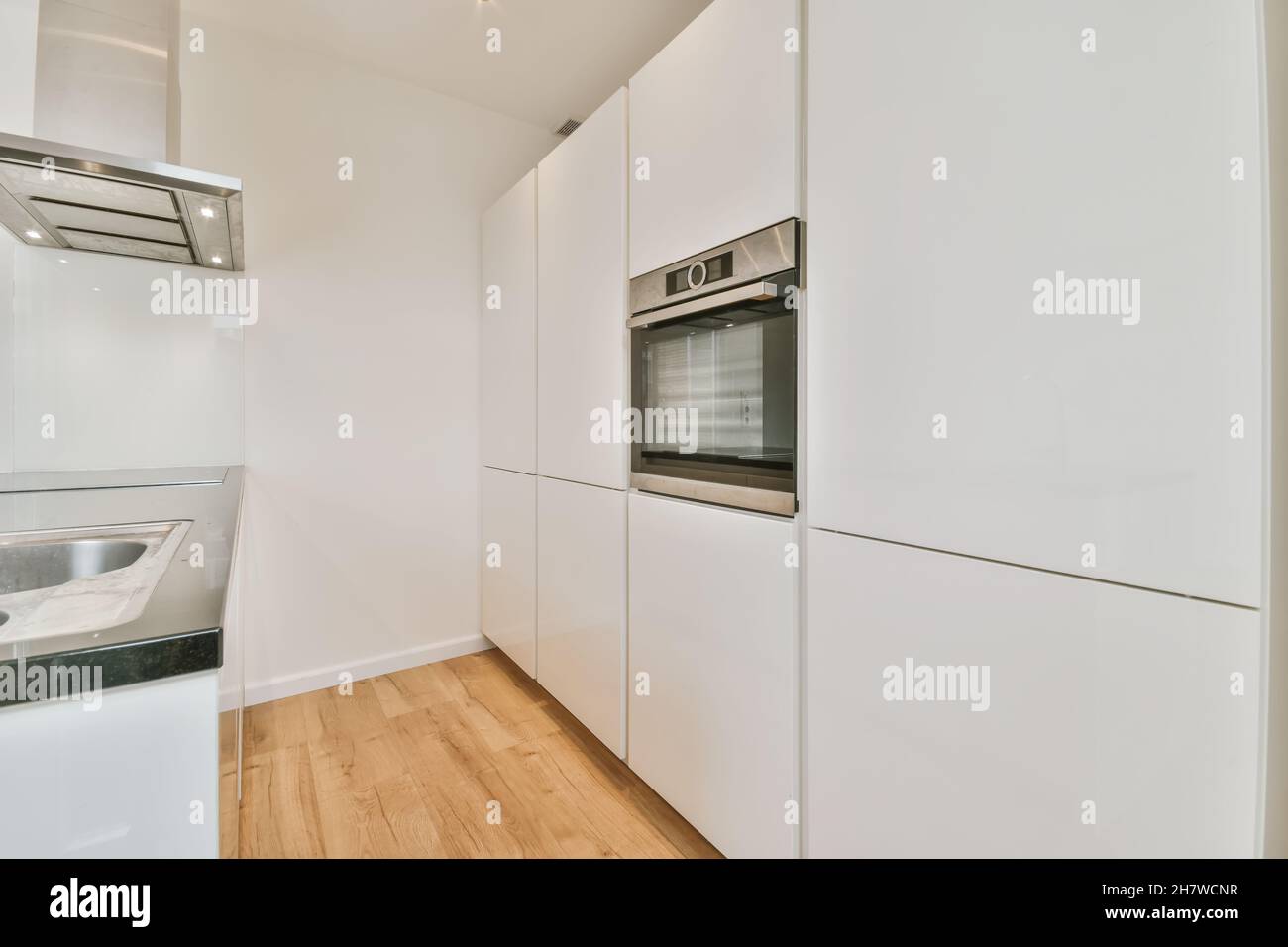 Intérieur de cuisine île dans appartement de luxe Banque D'Images