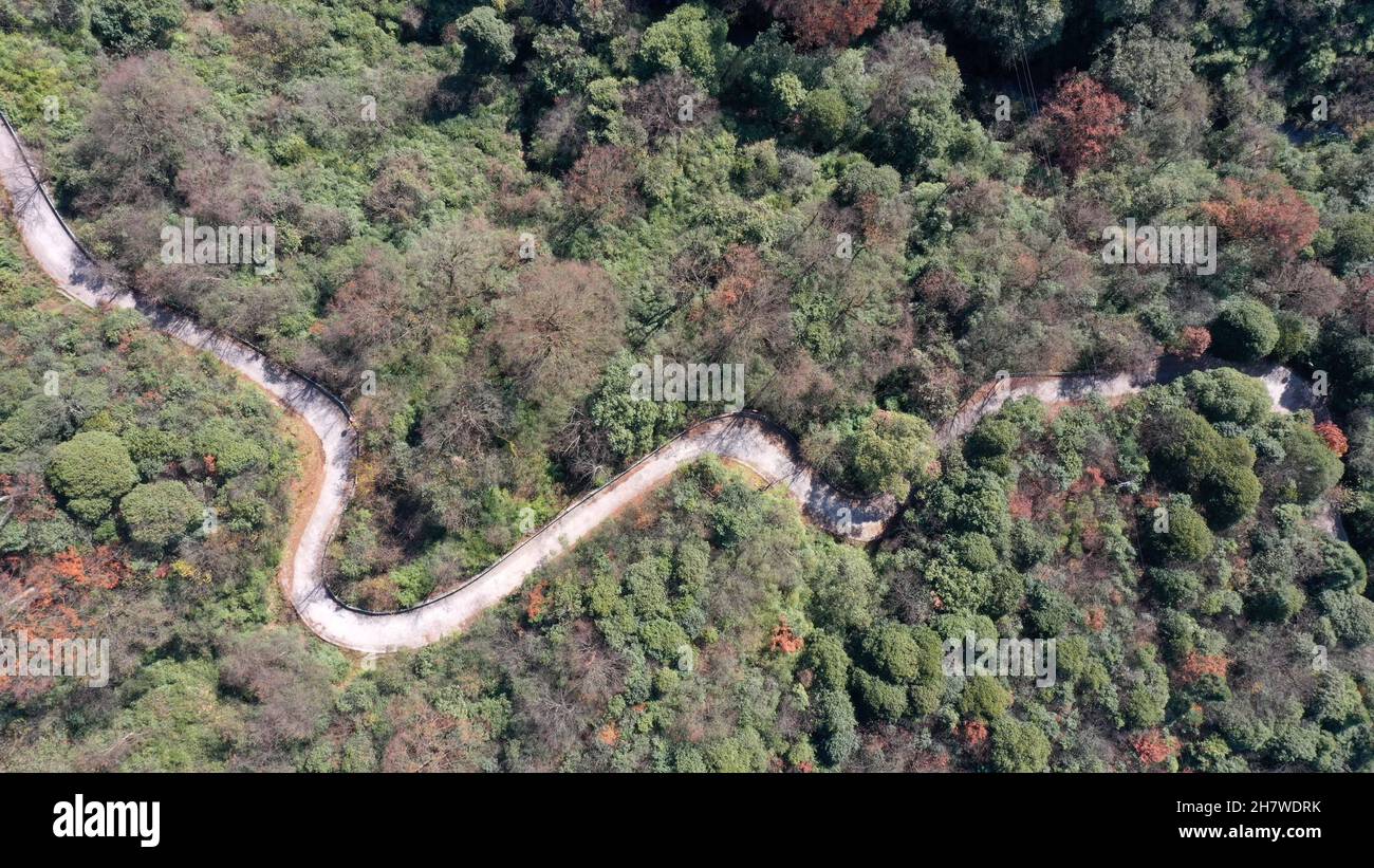 (211125) -- SUIYANG, 25 novembre 2021 (Xinhua) -- photo aérienne prise le 25 novembre 2021 montre le paysage de la réserve naturelle nationale de Kuankuoshui dans le comté de Suiyang, dans le sud-ouest de la province de Guizhou en Chine.(Xinhua/Yang Ying) Banque D'Images