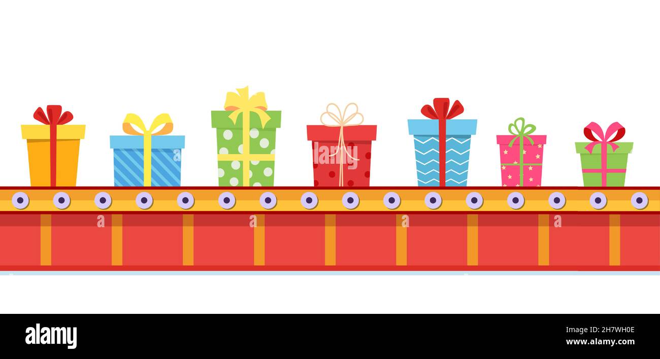 Noël Factory Packs cadeaux boîtes. Illustration de Vecteur