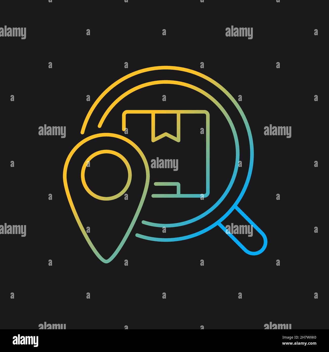 Icône de vecteur de gradient de l'emballage de suivi d'expédition pour le thème sombre Illustration de Vecteur