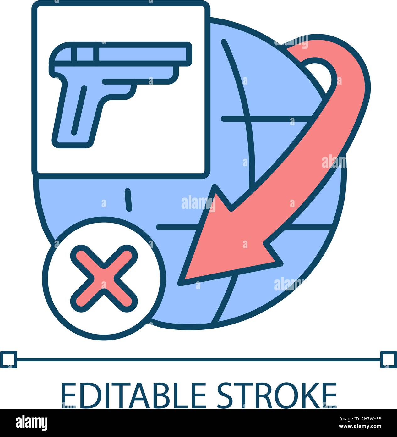 Restriction internationale sur l'expédition d'armes à feu icône de couleur RVB Illustration de Vecteur