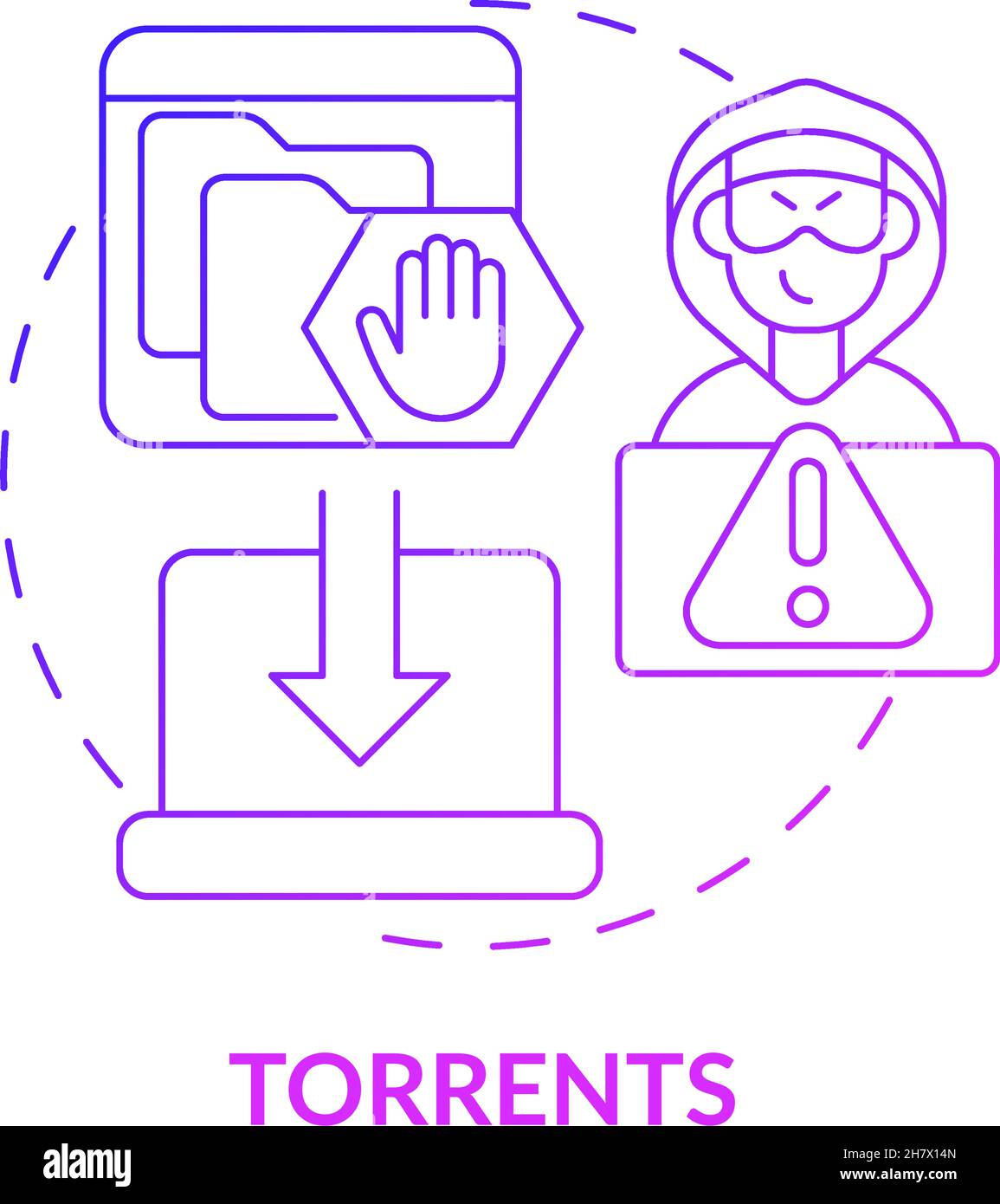 Icône de concept de gradient violet torrents Illustration de Vecteur