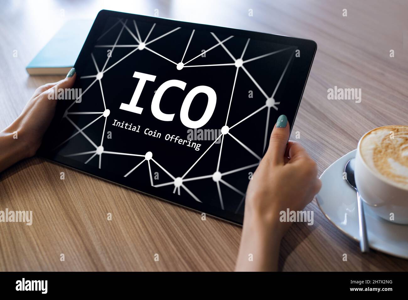 ICO - offre initiale de pièces. Concept de la technologie financière et de la blockchain. Banque D'Images