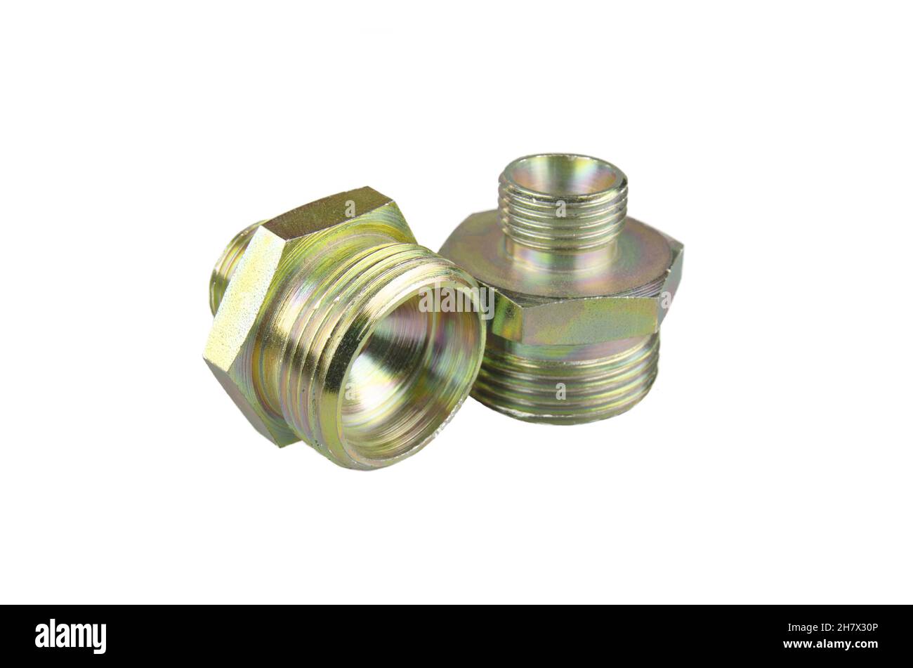 Fixations métalliques pour flexibles, partie hydraulique Banque D'Images