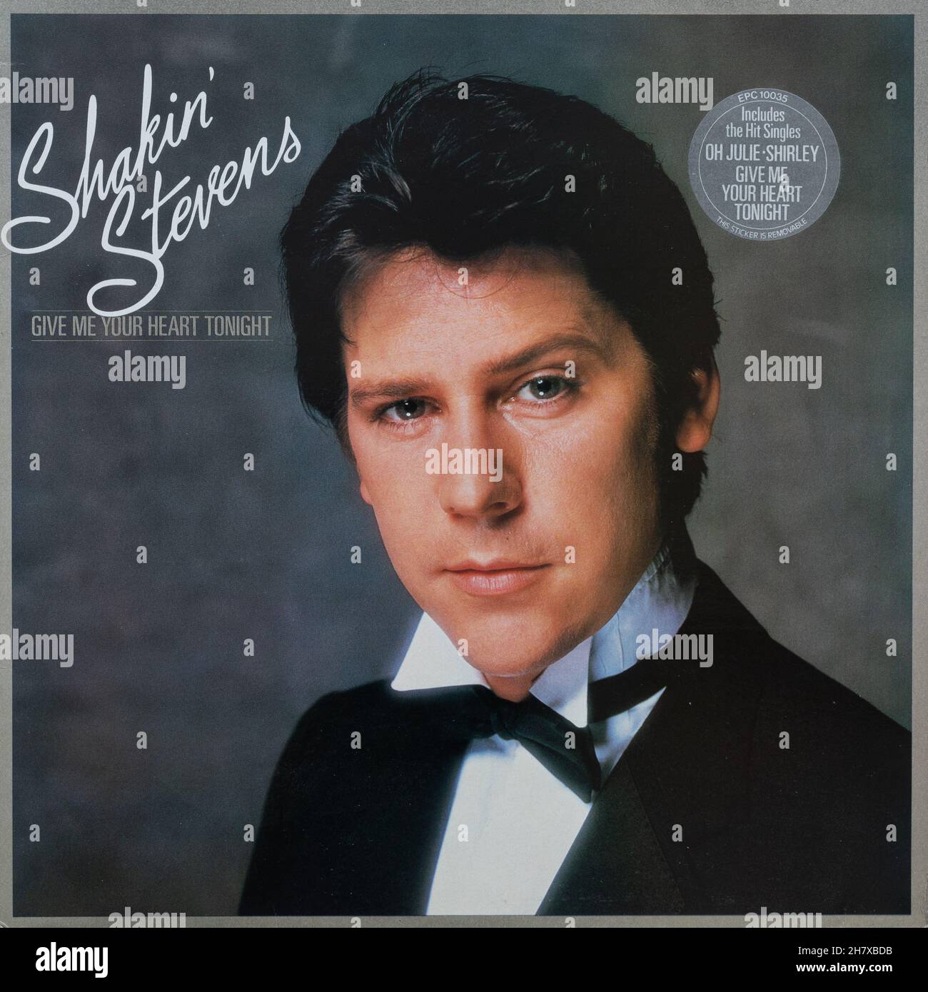 Album de Shakin Stevens Donnez-moi votre coeur ce soir, 1982 vinyle de couverture de disque LP par le chanteur gallois Banque D'Images