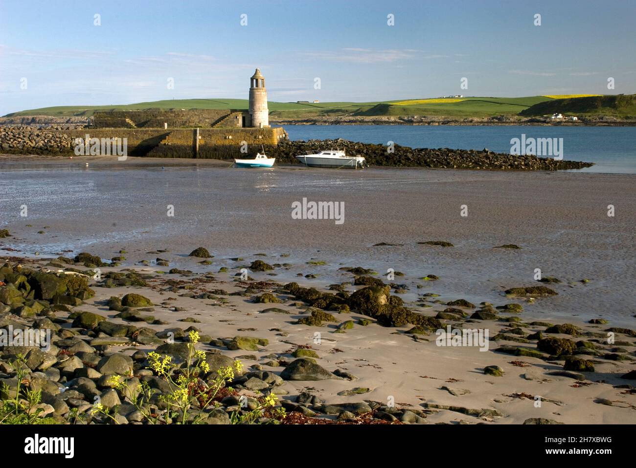 Port Logan et phare, Wigtownshire, Dumfries & Galloway, Écosse Banque D'Images