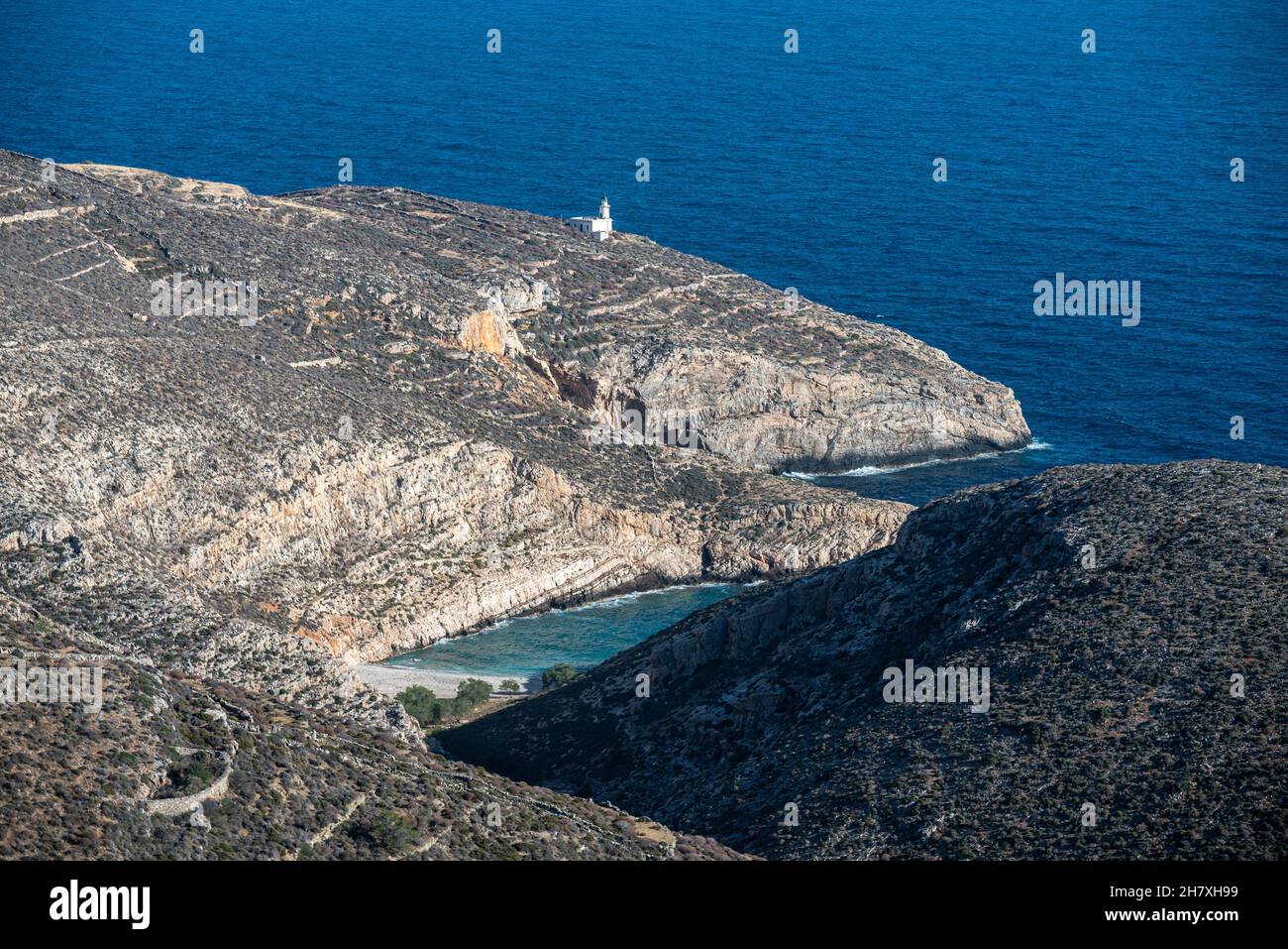 Plage de Livadaki à l'île de Folegandros Cyclades Grèce Banque D'Images