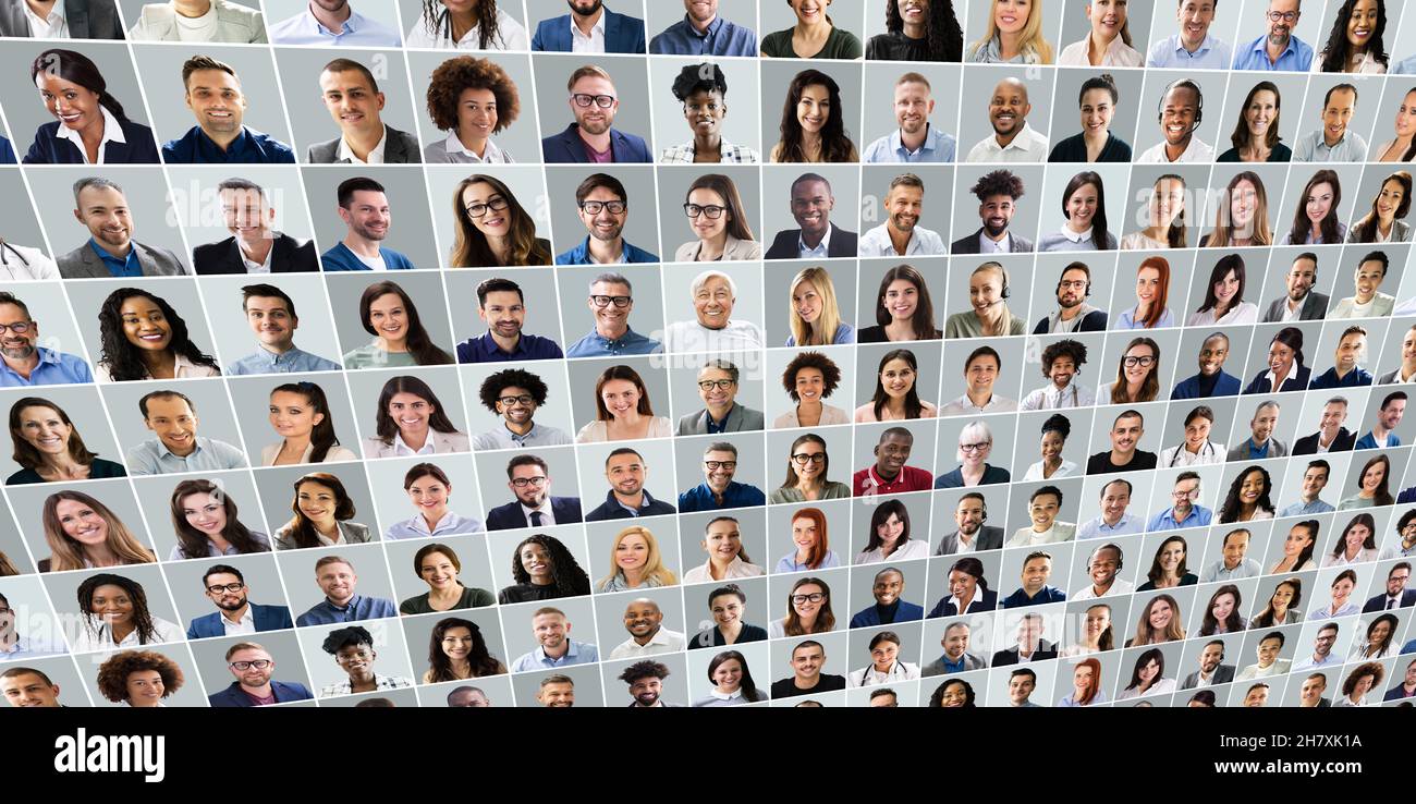 Collage multiculturel des gens d'affaires.Photos de visages différents Banque D'Images
