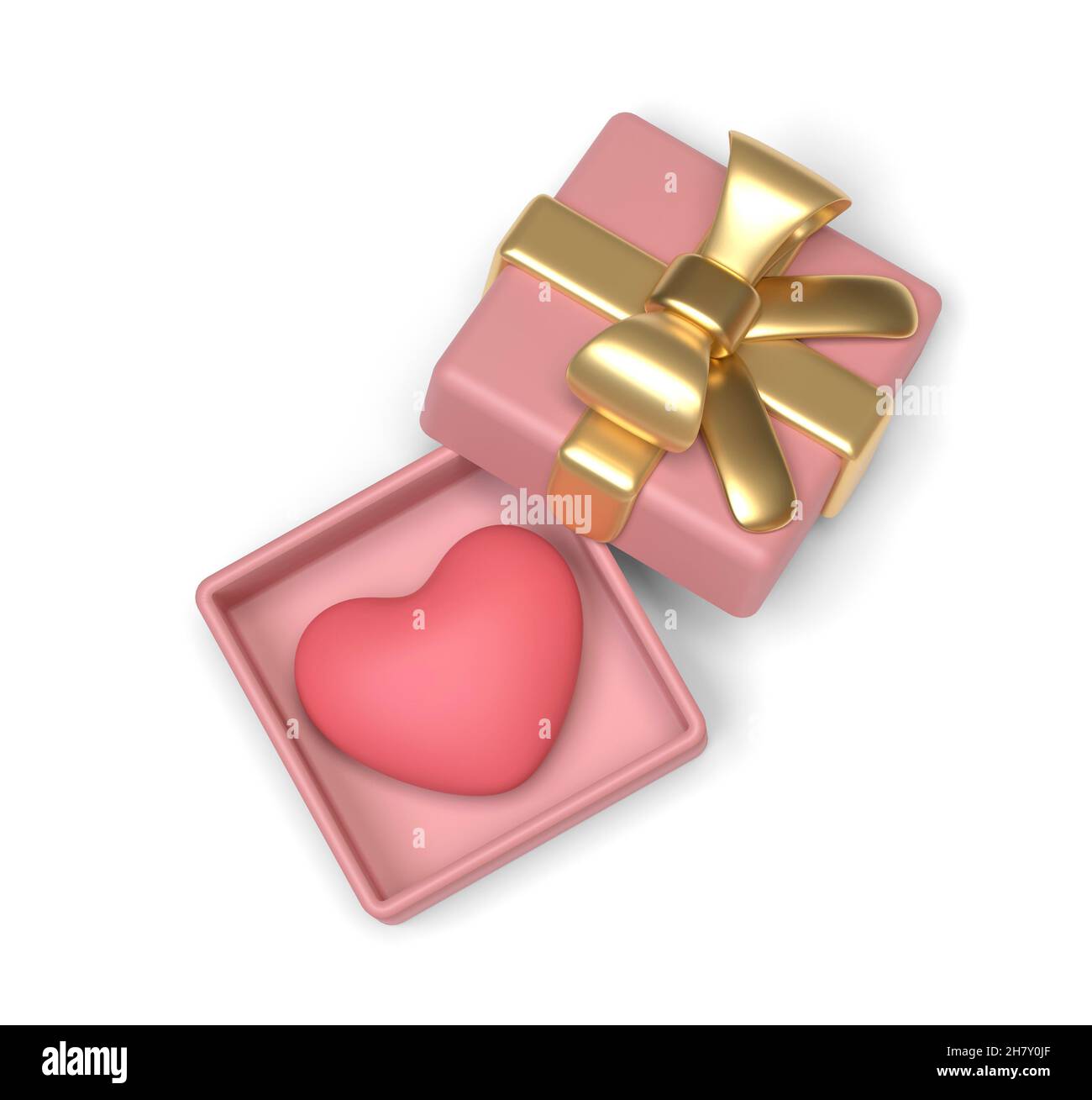 Coeur rose dans boîte cadeau ouverte.Vue de dessus.image 3d Banque D'Images