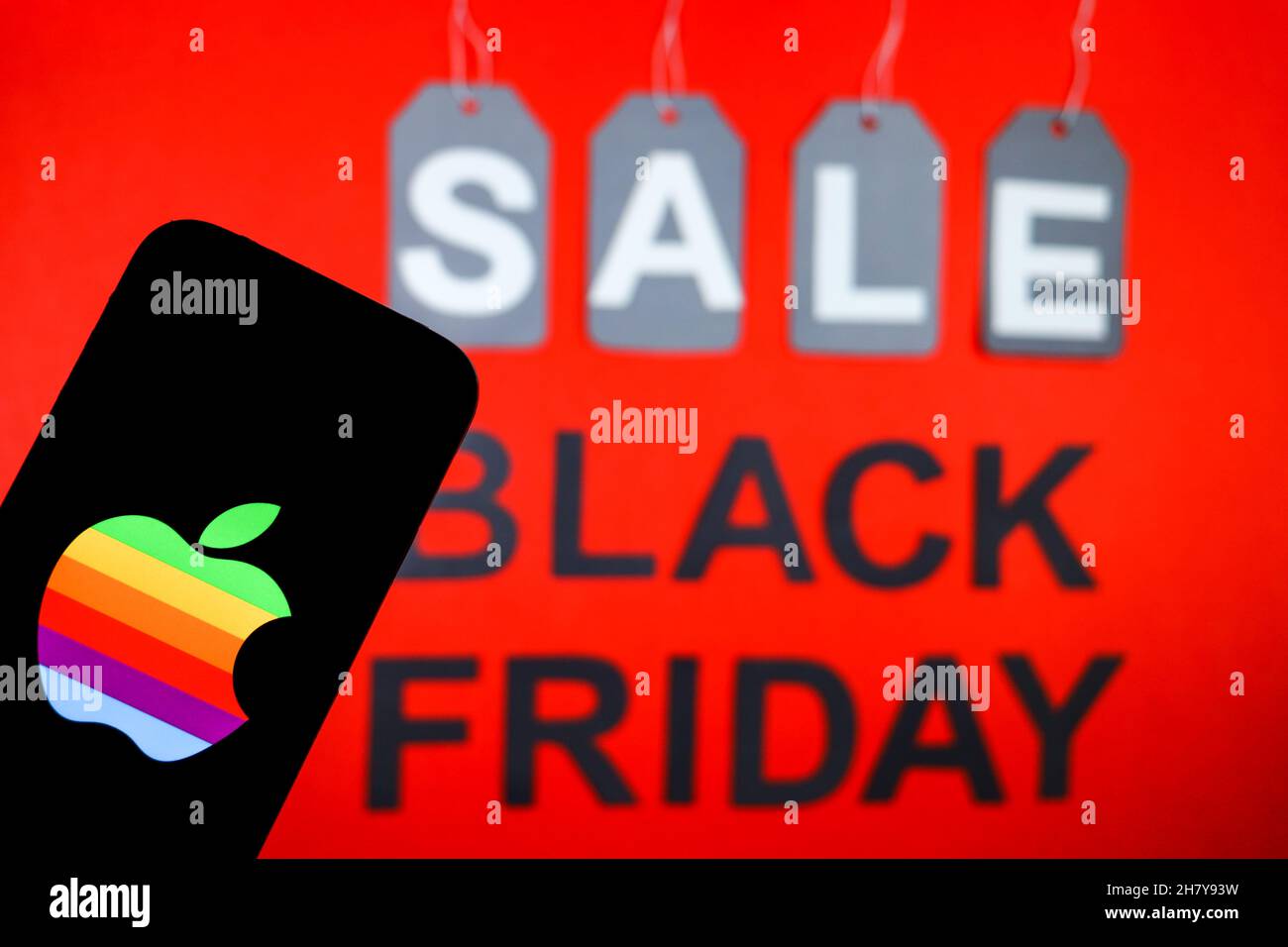 Logo Apple affiché sur un smartphone. Banque D'Images