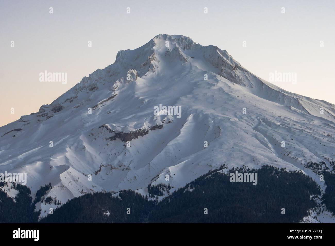 Vue sur le sommet enneigé de la montagne, la forêt nationale de Mt.Hood, OREGON, États-Unis Banque D'Images