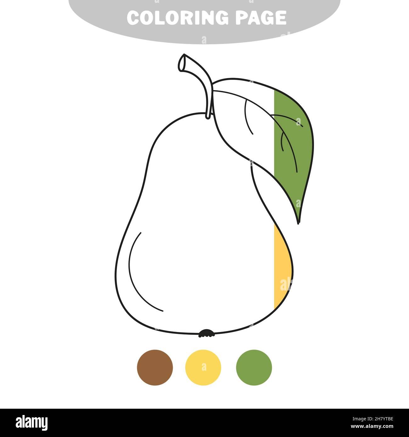 Icône de dessin animé simple.Icône poire.Objet isolé.Logo Pear.Illustration vectorielle sur fond blanc.Image semi-peinte avec échantillons de couleur Illustration de Vecteur