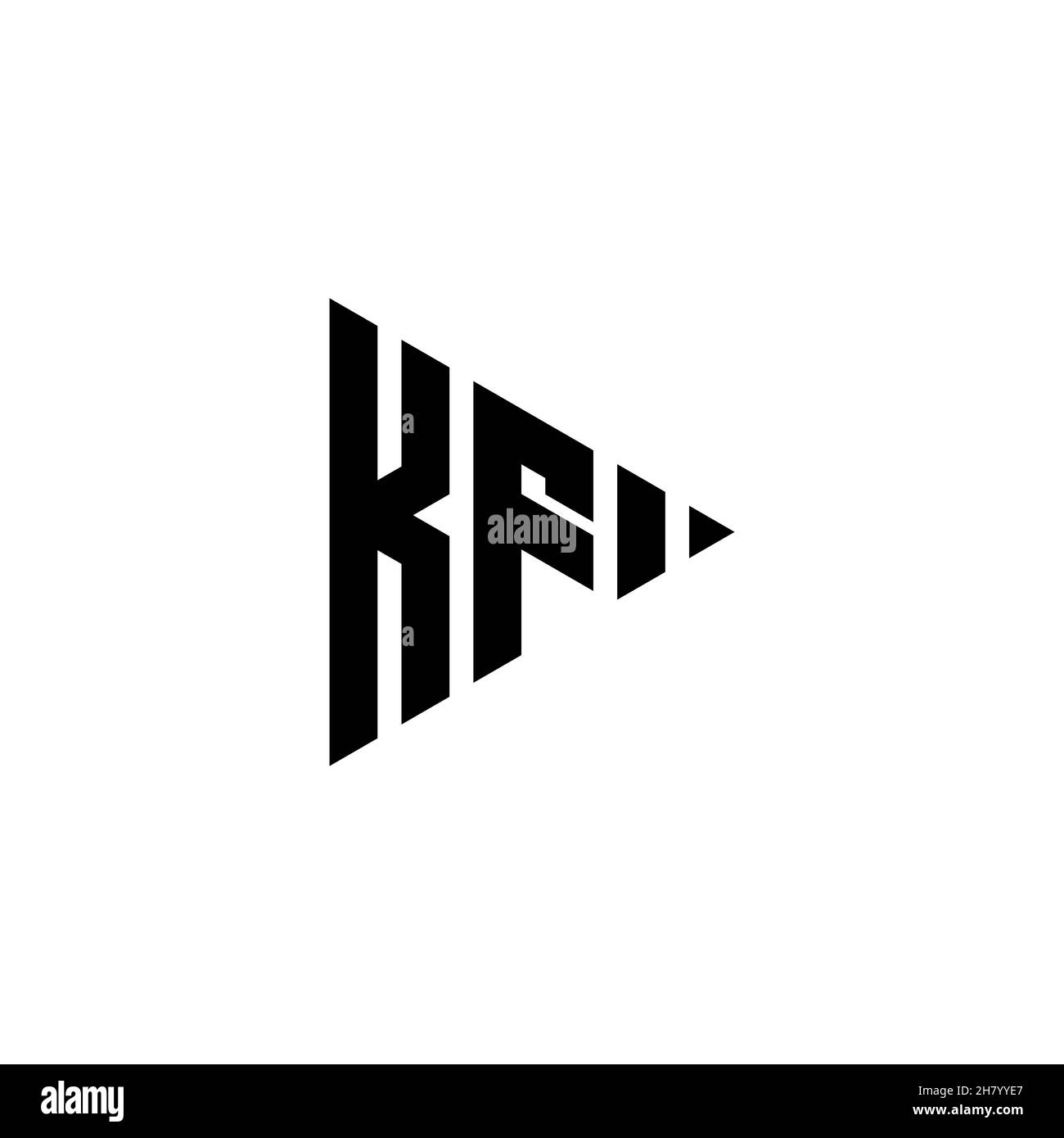 Lettre du logo KF Monogram avec forme de bouton de jeu triangulaire sur un arrière-plan isolé.Logo triangle monogramme, lettre triangle play logo. Illustration de Vecteur