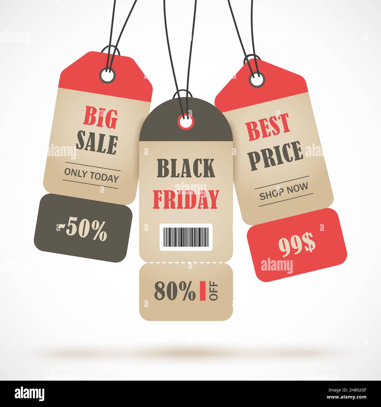 Autocollants vectoriels, étiquette de prix, bannière, étiquette.Modèle de scénario de vente de coupons, d'offres et de promotions.Prix de vente, vente au détail, commerce, entreprise Illustration de Vecteur