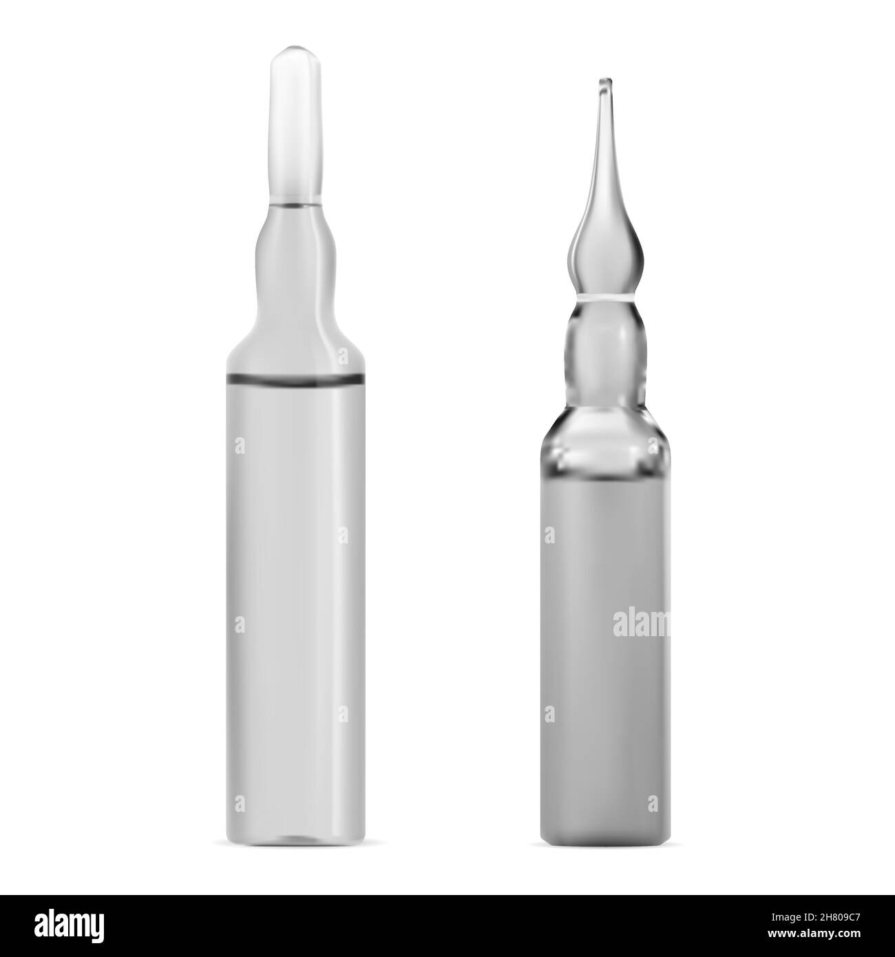 Ampoule à injection vectorielle, ampoule de produit cosmétique pour le visage, flacon de collagène de beauté.Injection de vaccin antidote contre le virus.Traitement antibiotique de la grippe, analgésique a Illustration de Vecteur