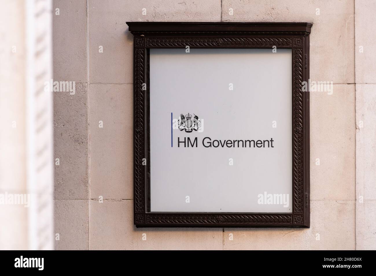 HM Government Sign, India Buildings, Liverpool, Angleterre, Royaume-Uni Banque D'Images