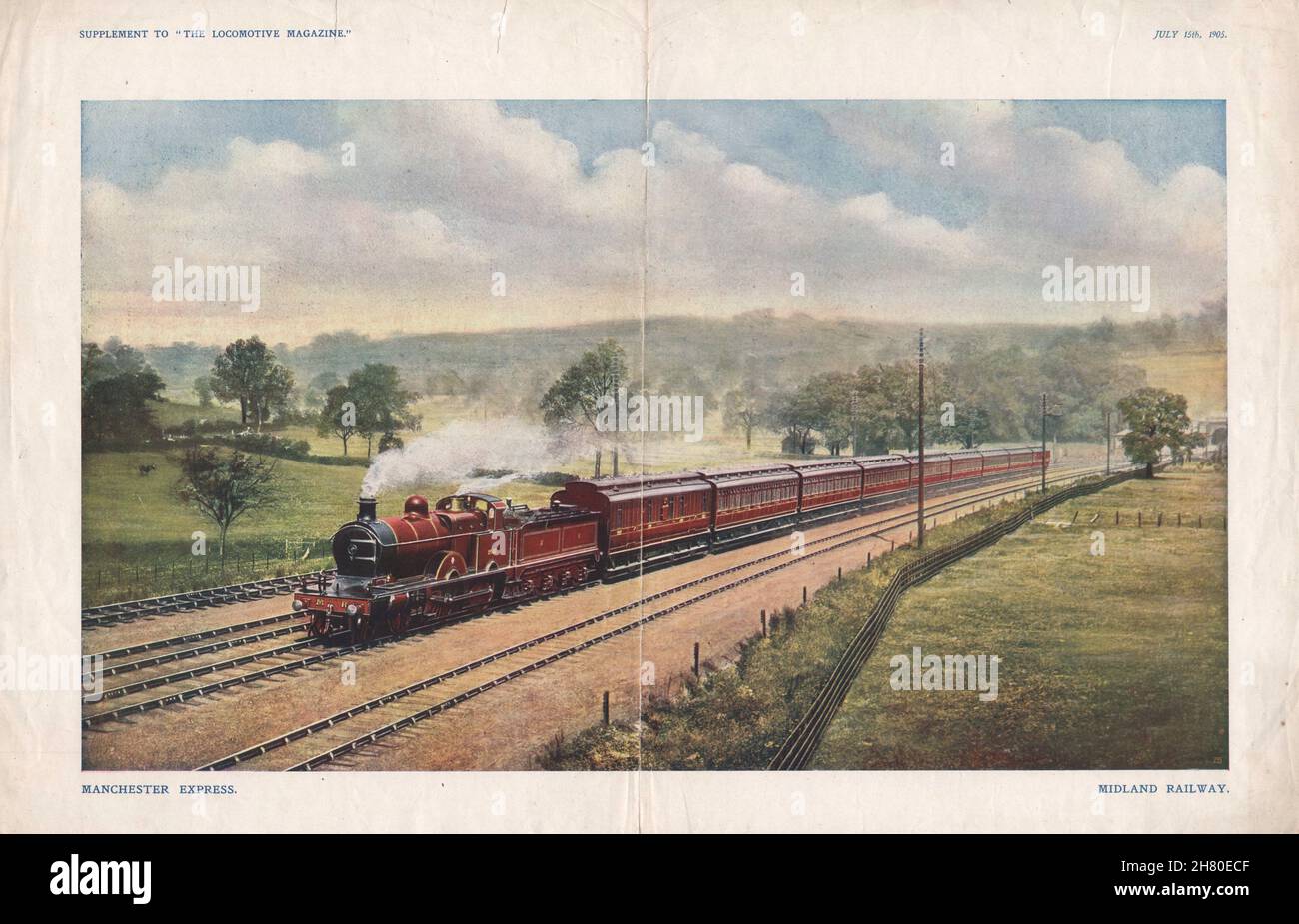 Manchester Express - Midland Railway 1905 ancienne image ancienne d'impression vintage Banque D'Images