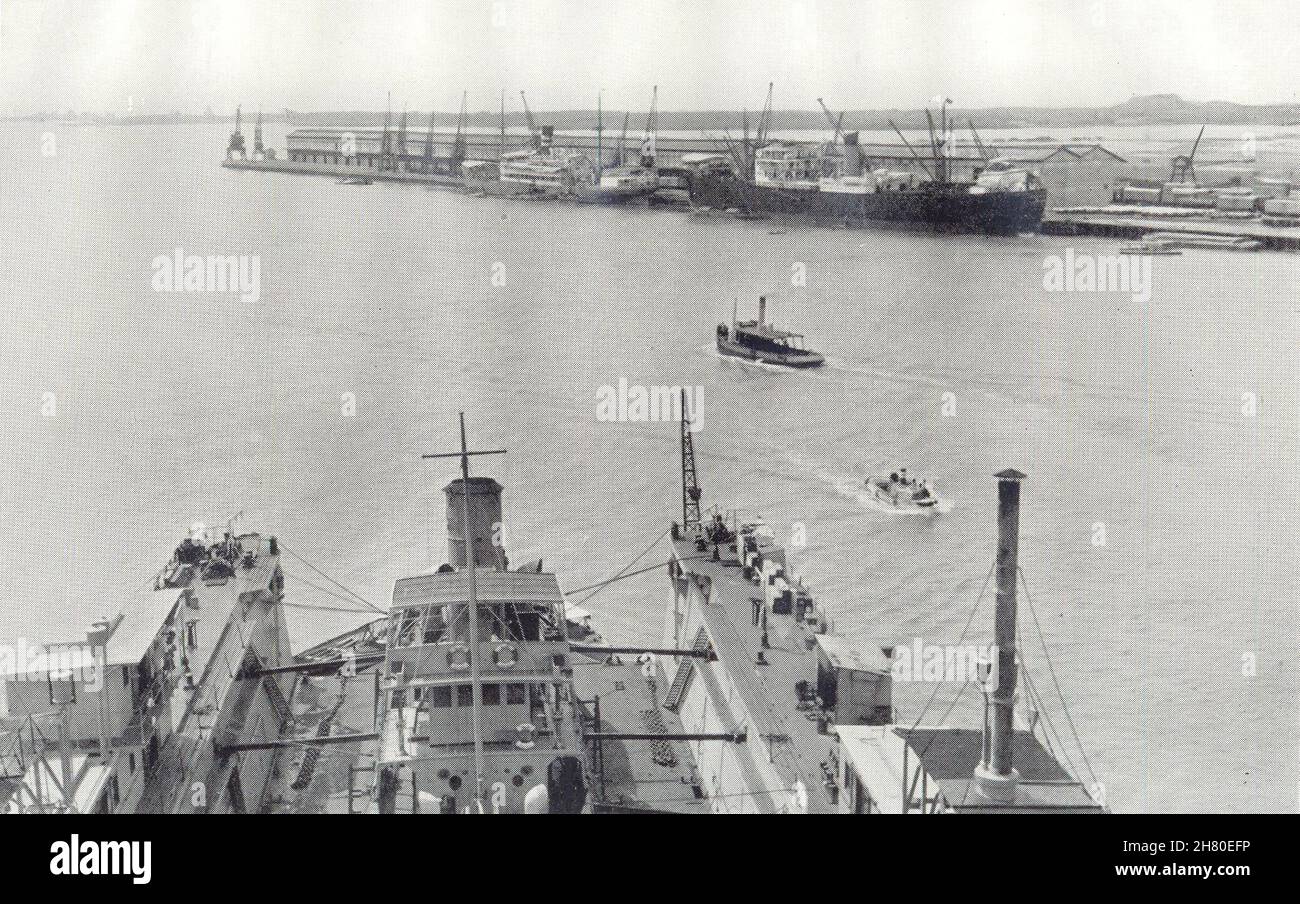 NIGÉRIA.Apapa Wharf, Lagos 1936 ancienne photo d'époque Banque D'Images