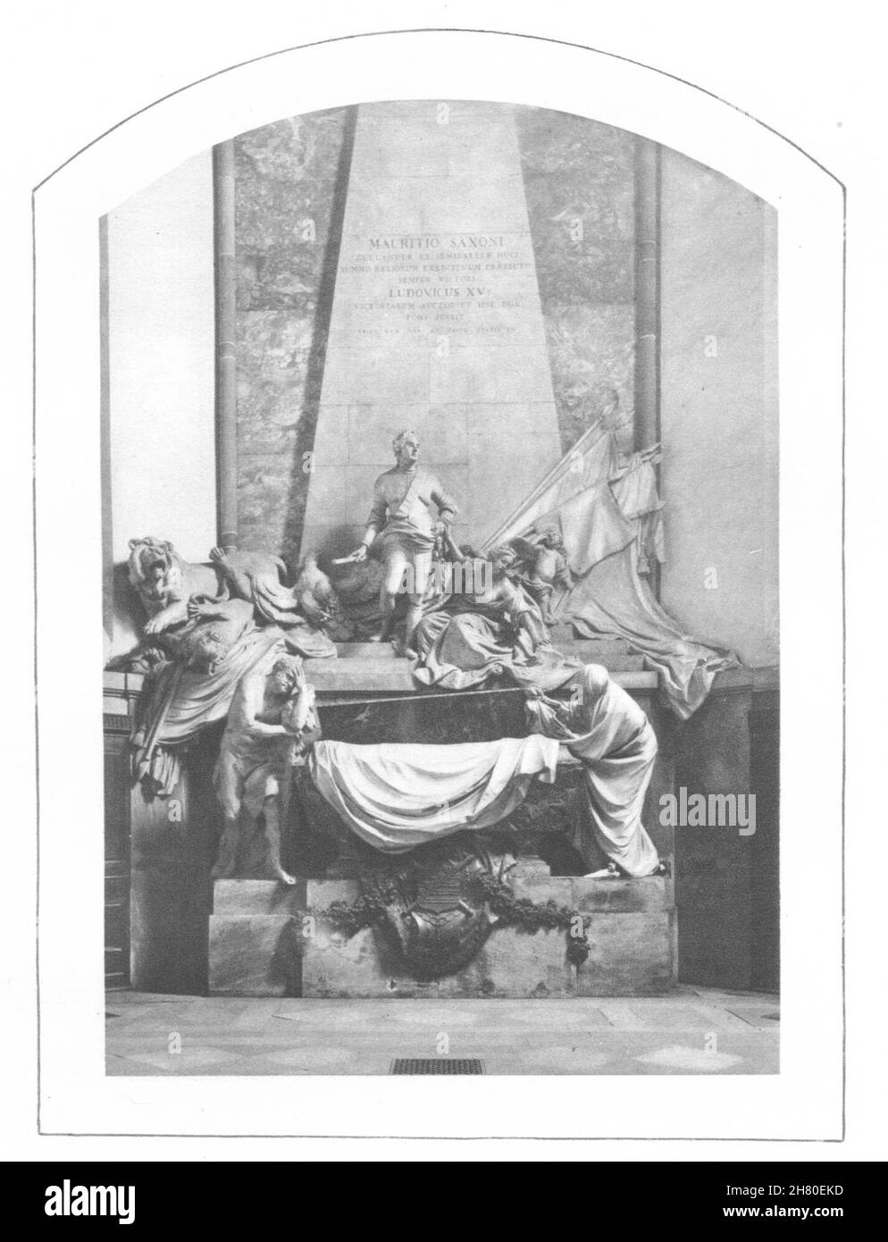 BAS-RHIN.Tombeau du Maréchal de Sachsen (Saxe Saxe) 1929 vieux imprimé vintage Banque D'Images