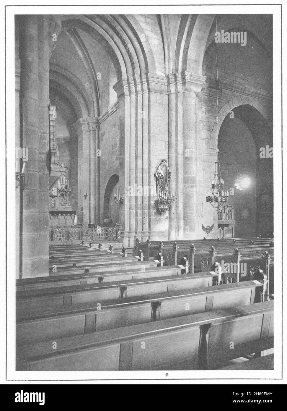 MOSELLE.Intérieur de l'église d'hesse 1937 ancienne photo d'époque Banque D'Images