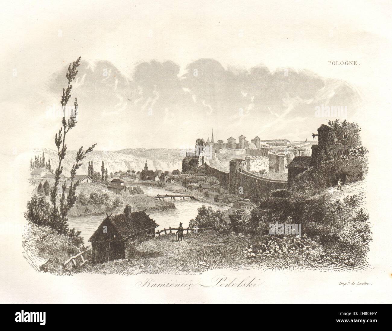 Kamieniec-Podolski.Ukraine 1835 ancienne image d'époque Banque D'Images
