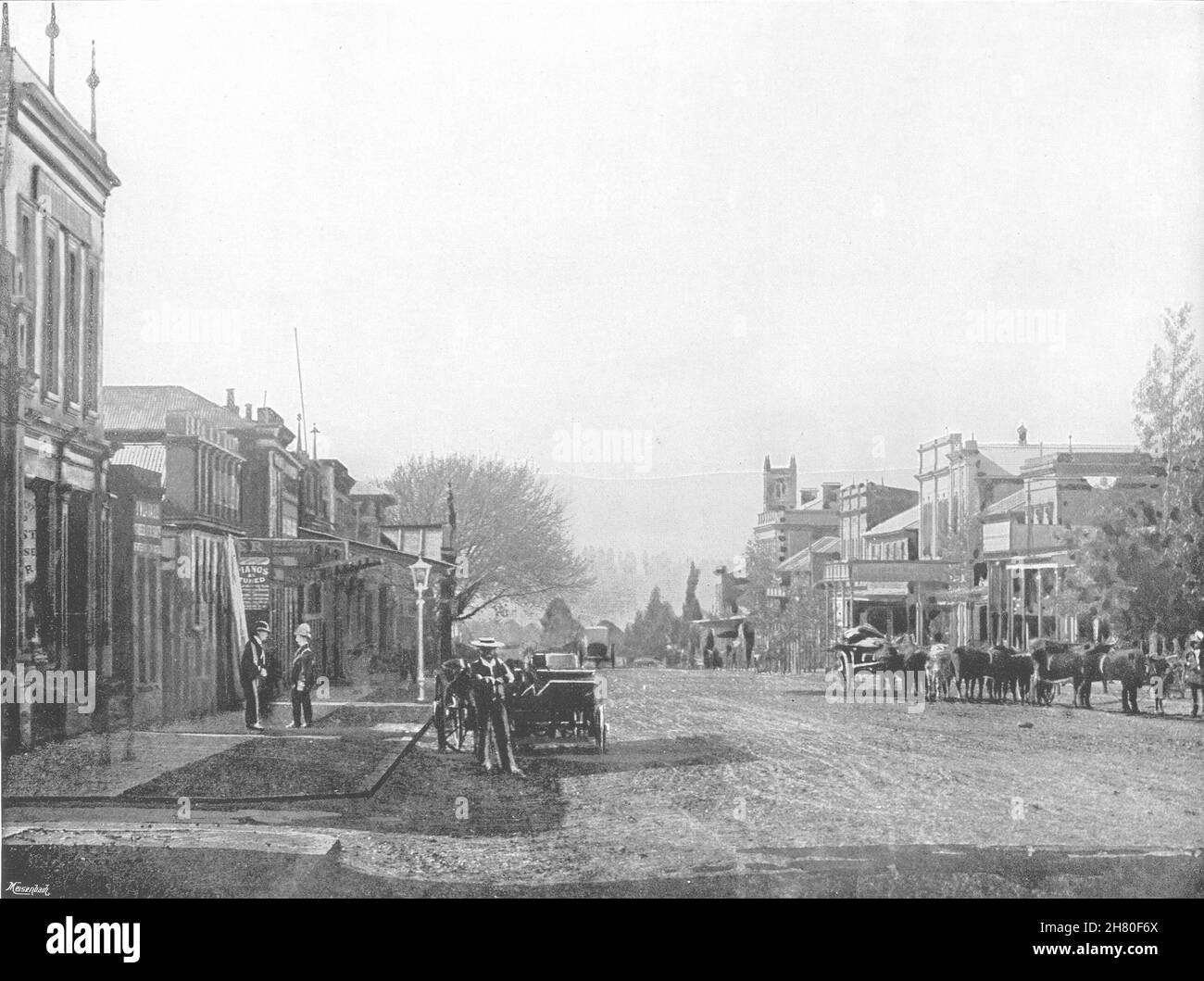AFRIQUE DU SUD.Pietermaritzburg - rue de l'église 1895 ancienne image imprimée Banque D'Images